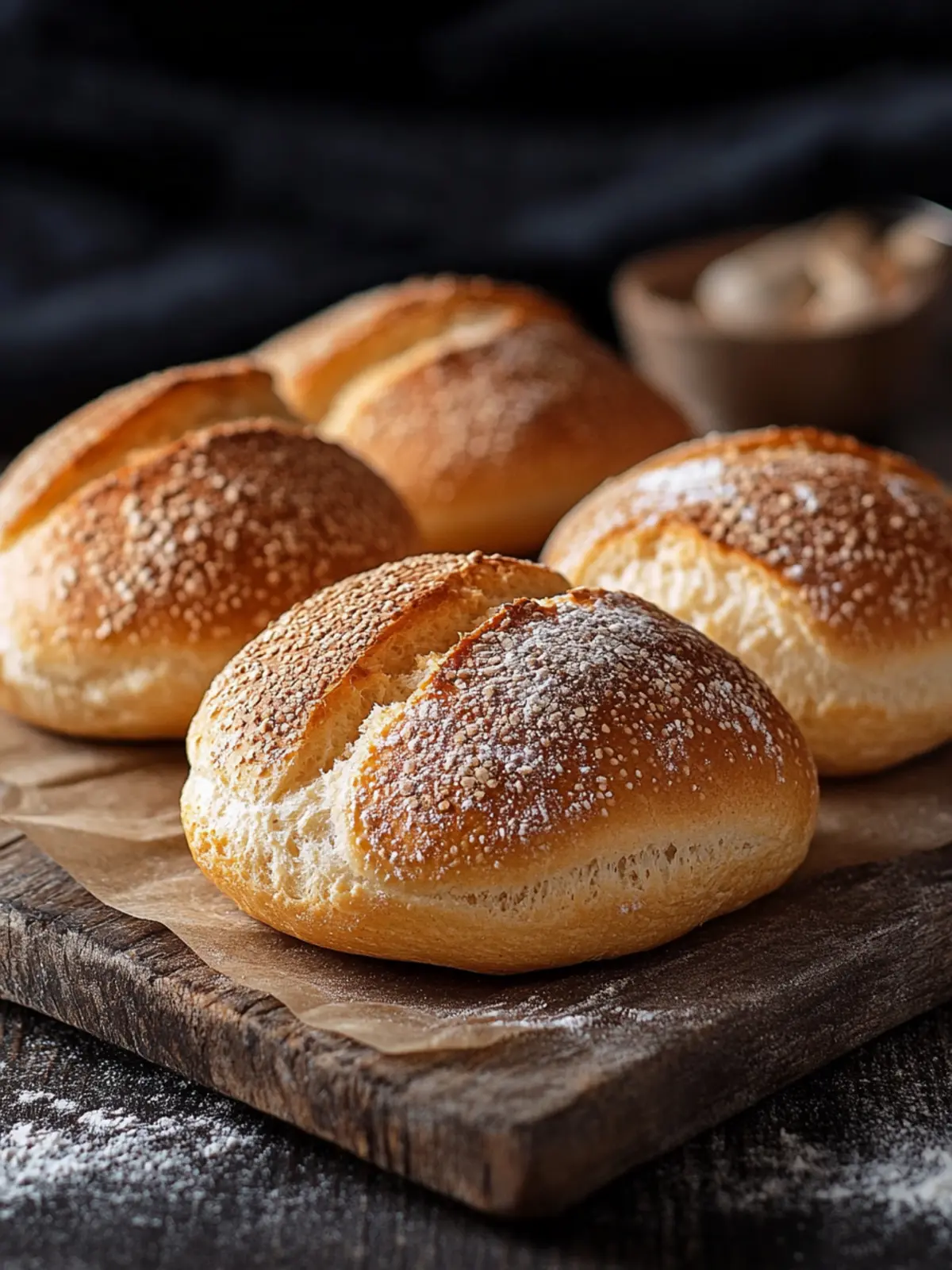 4 Dinkel-Quark-Brötchen zum Aufbacken