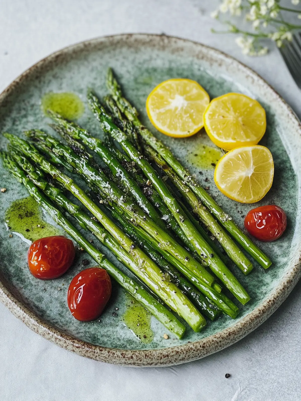 Grüner Spargel in der Pfanne gebraten