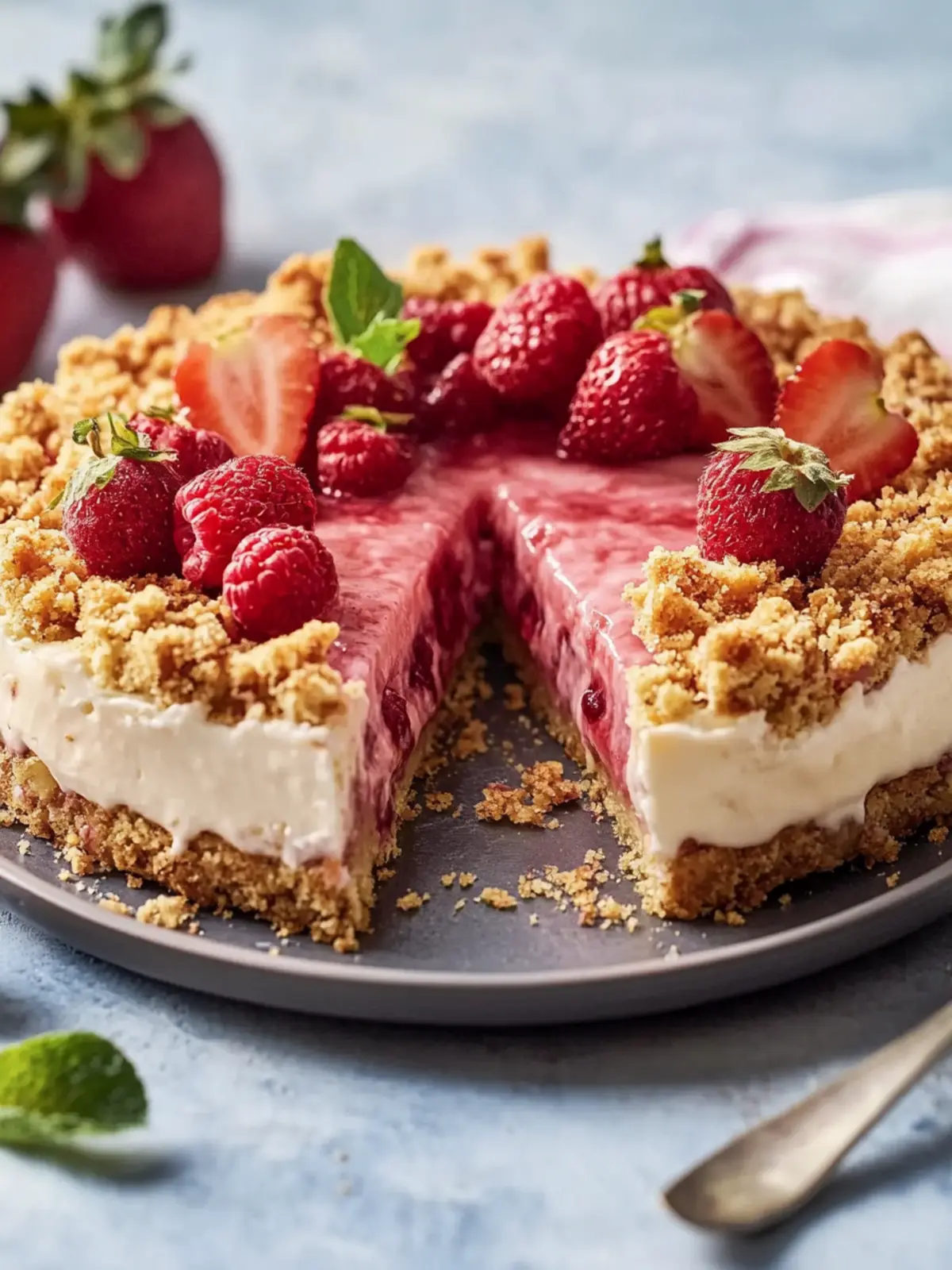 Erdbeer-Crunch-Käsekuchen