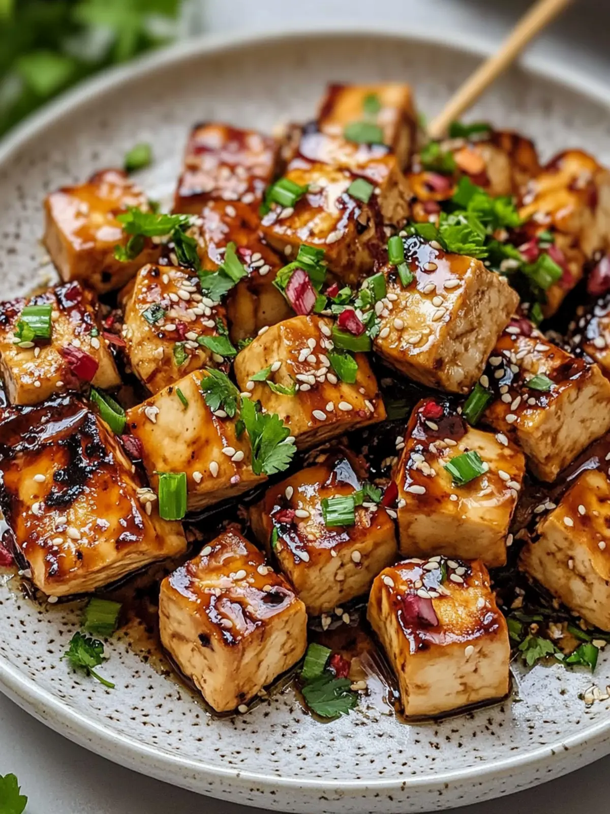 Knoblauch-Soja-Glasierte Tofu-Spieße