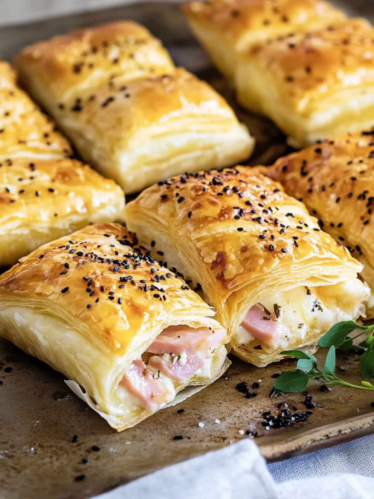 Gefüllte Blätterteigtaschen mit Schinken-Käse