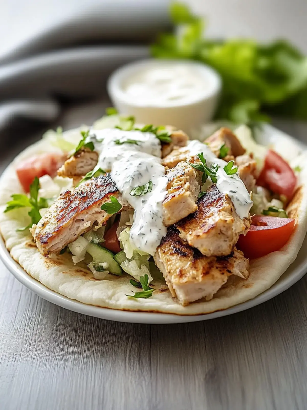 Hähnchen-Gyros in Sauerrahmsoße: der Geschmack Griechenlands