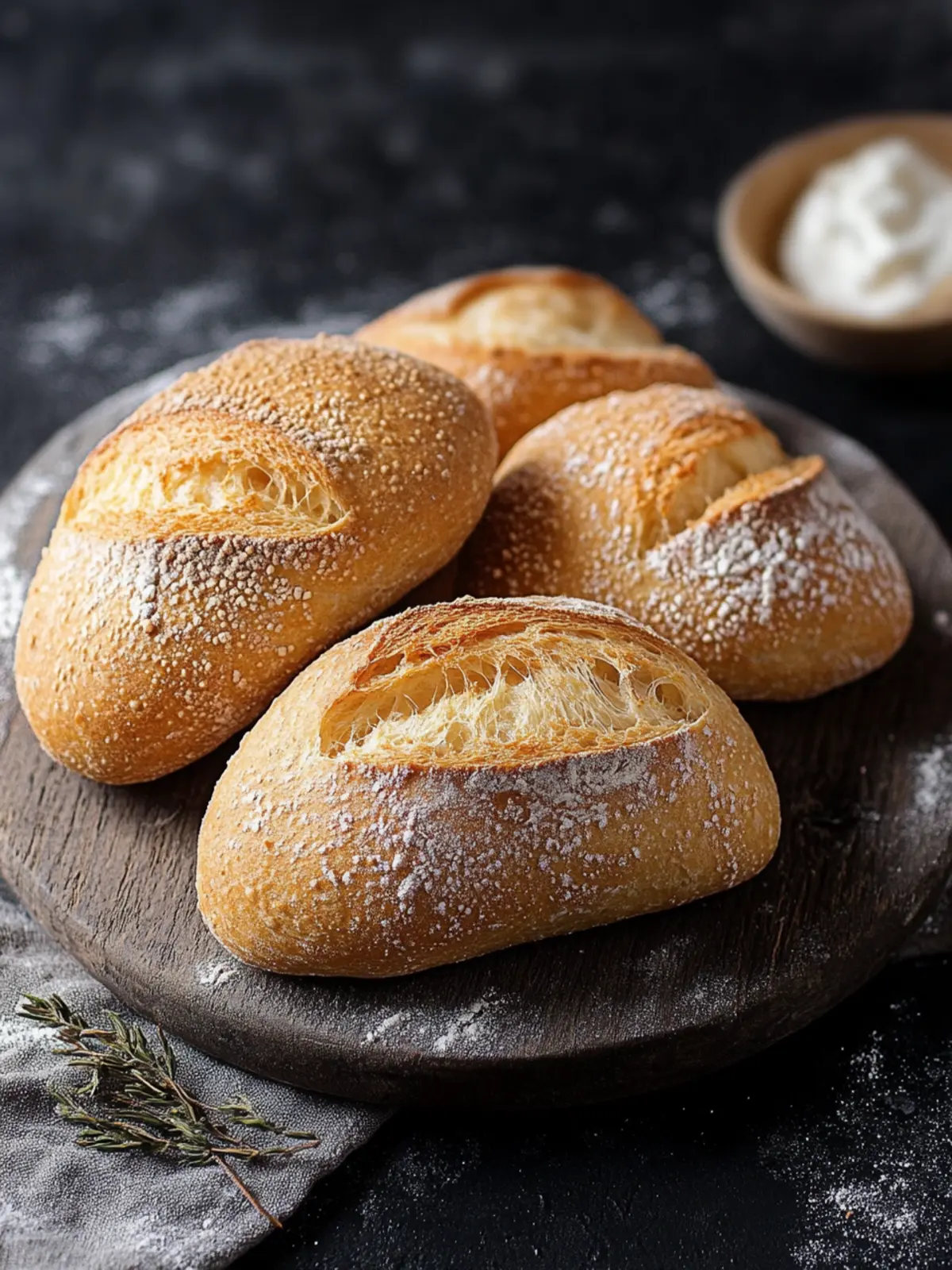 4 Dinkel-Quark-Brötchen zum Aufbacken