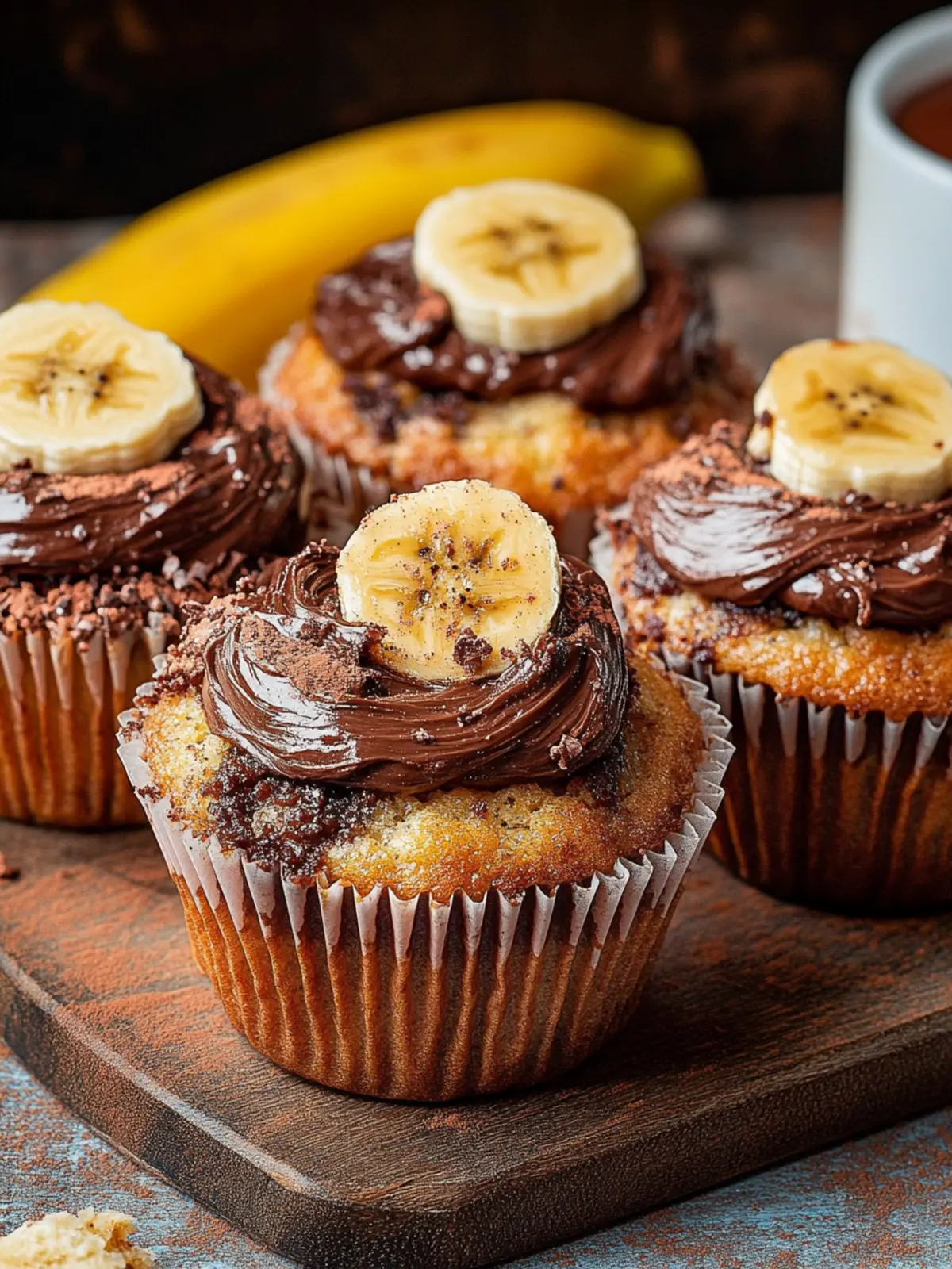 Bananenmuffins mit Nutella-Schicht