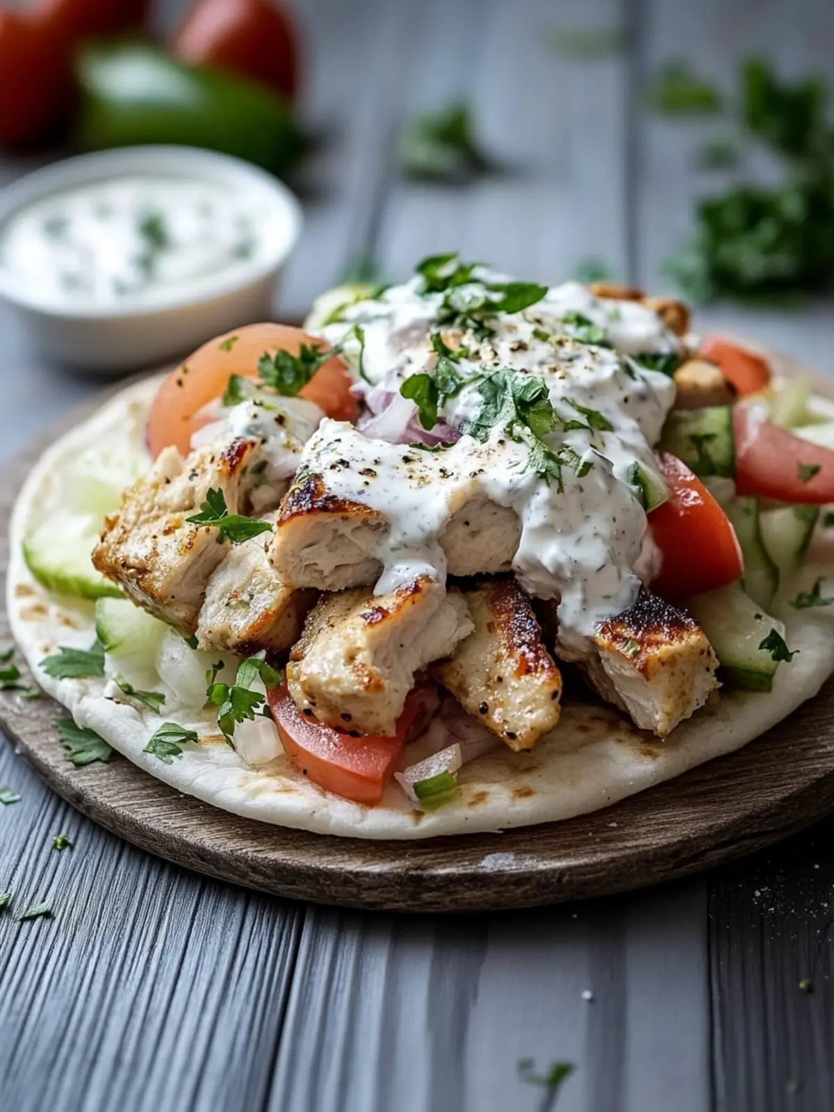 Hähnchen-Gyros in Sauerrahmsoße: der Geschmack Griechenlands