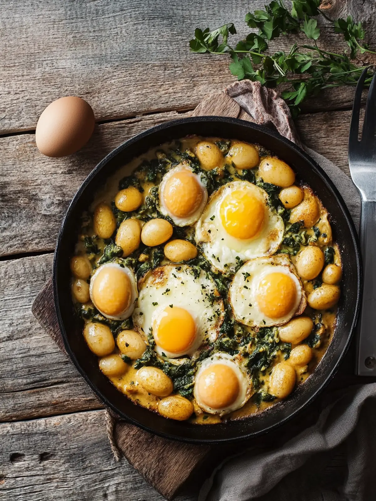Bohnenpfanne mit Eiern: lecker, günstig und gesund