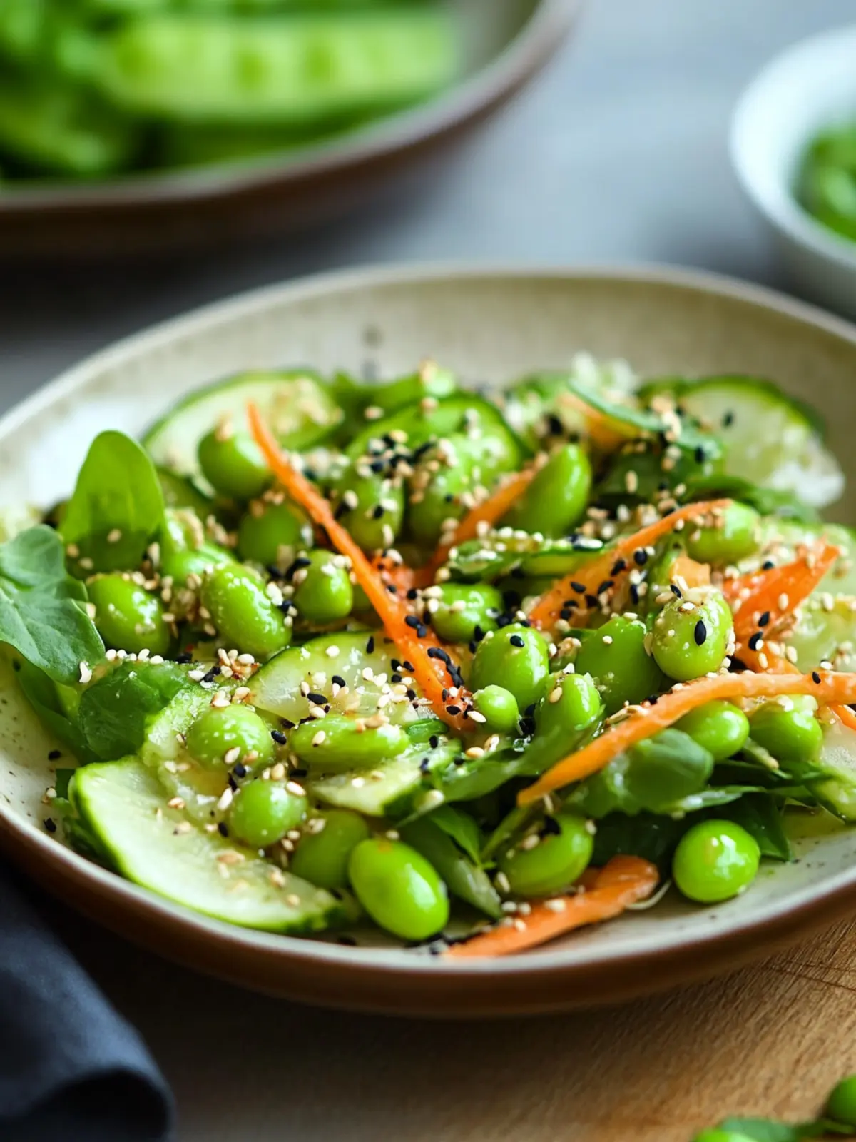 Gurkensalat mit Edamame und Misodressing