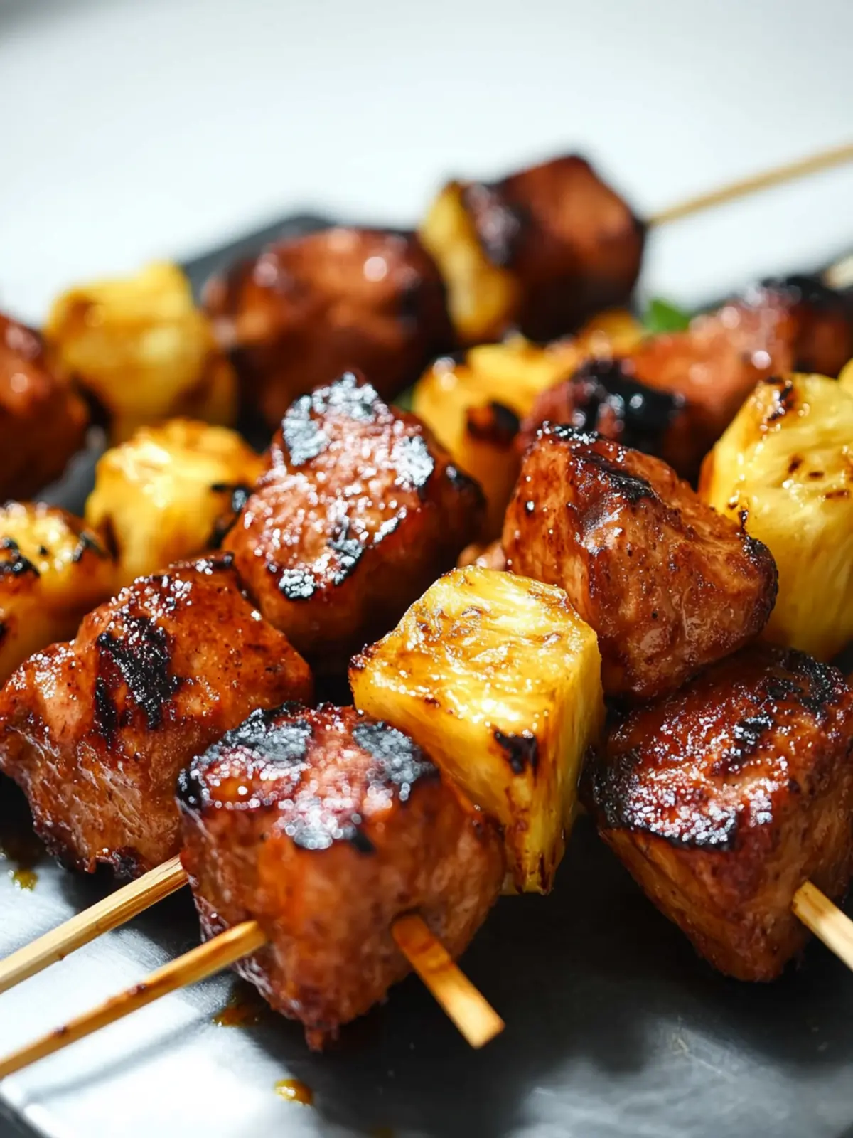 Süße und würzige Aprikosen-Glasierte Schweinefleisch- und Ananas-Spieße