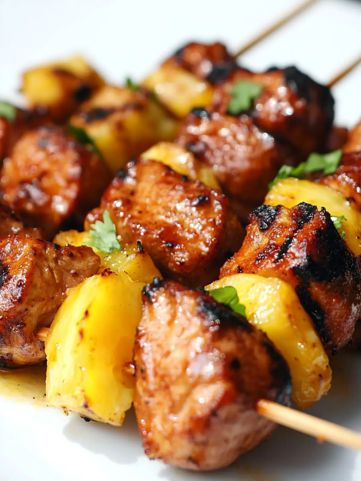 Süße und würzige Aprikosen-Glasierte Schweinefleisch- und Ananas-Spieße