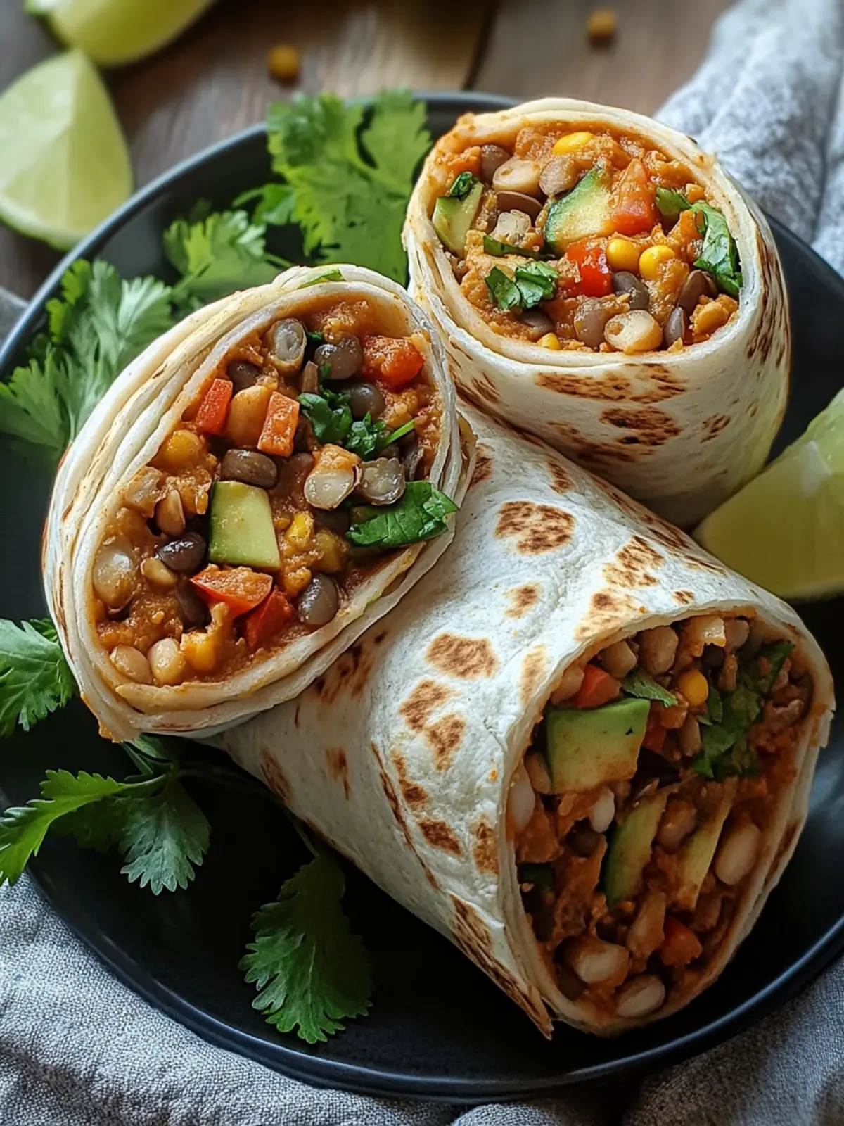 Vegetarische Burritos mit Linsen und Walnüssen