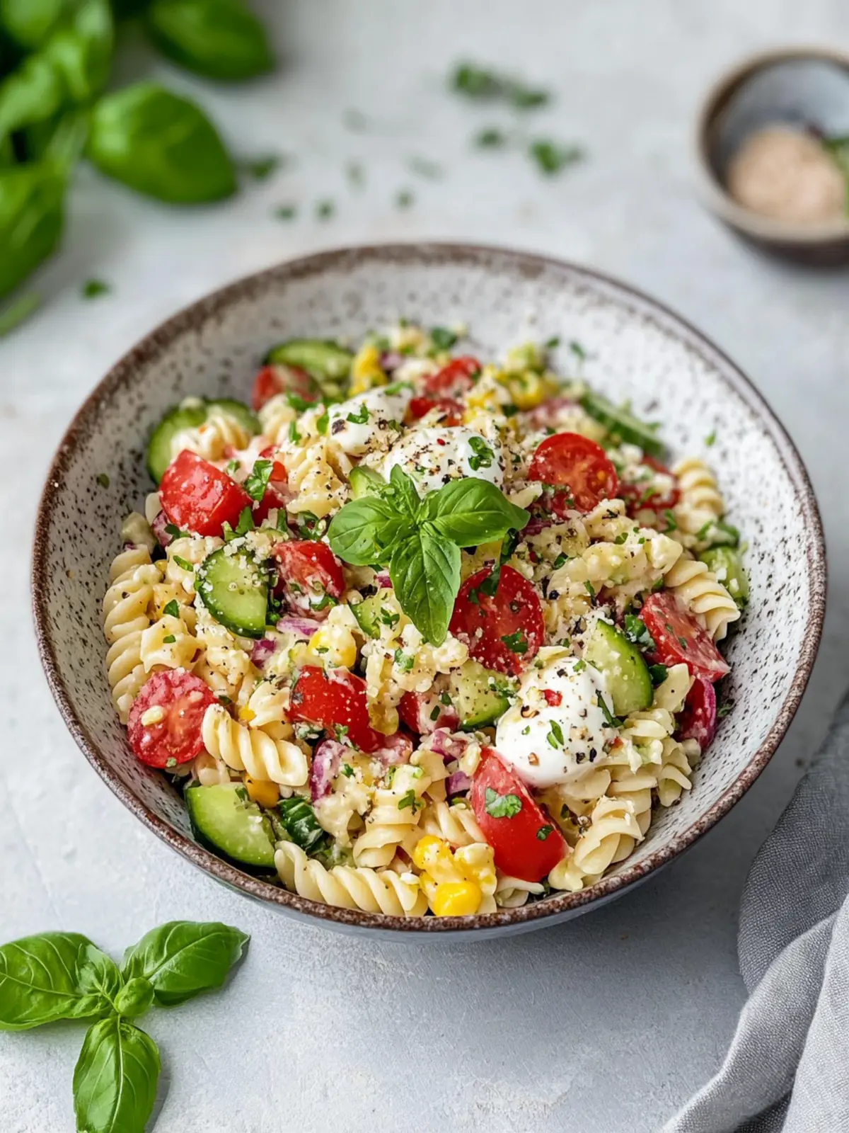 Sommerlicher Nudelsalat mit Joghurt