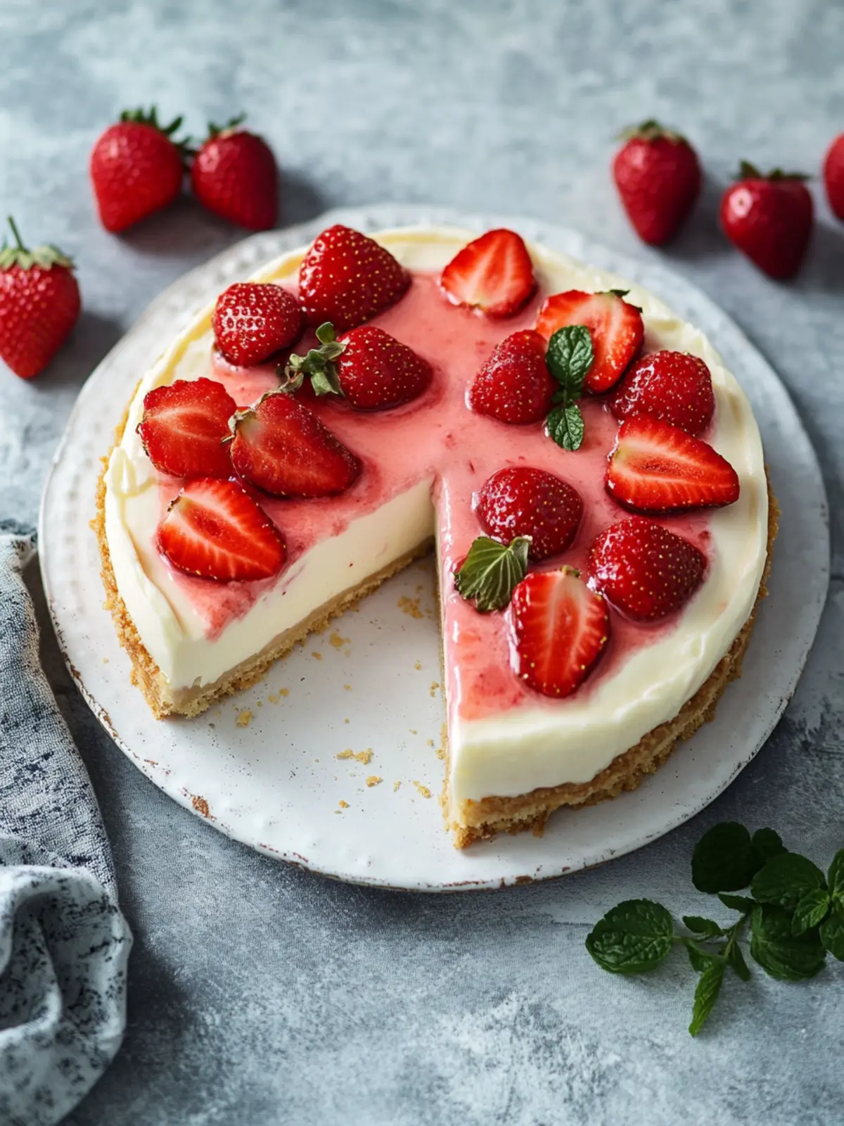 Strawberry pleasure without remorse: juicy yogurt cake without flour