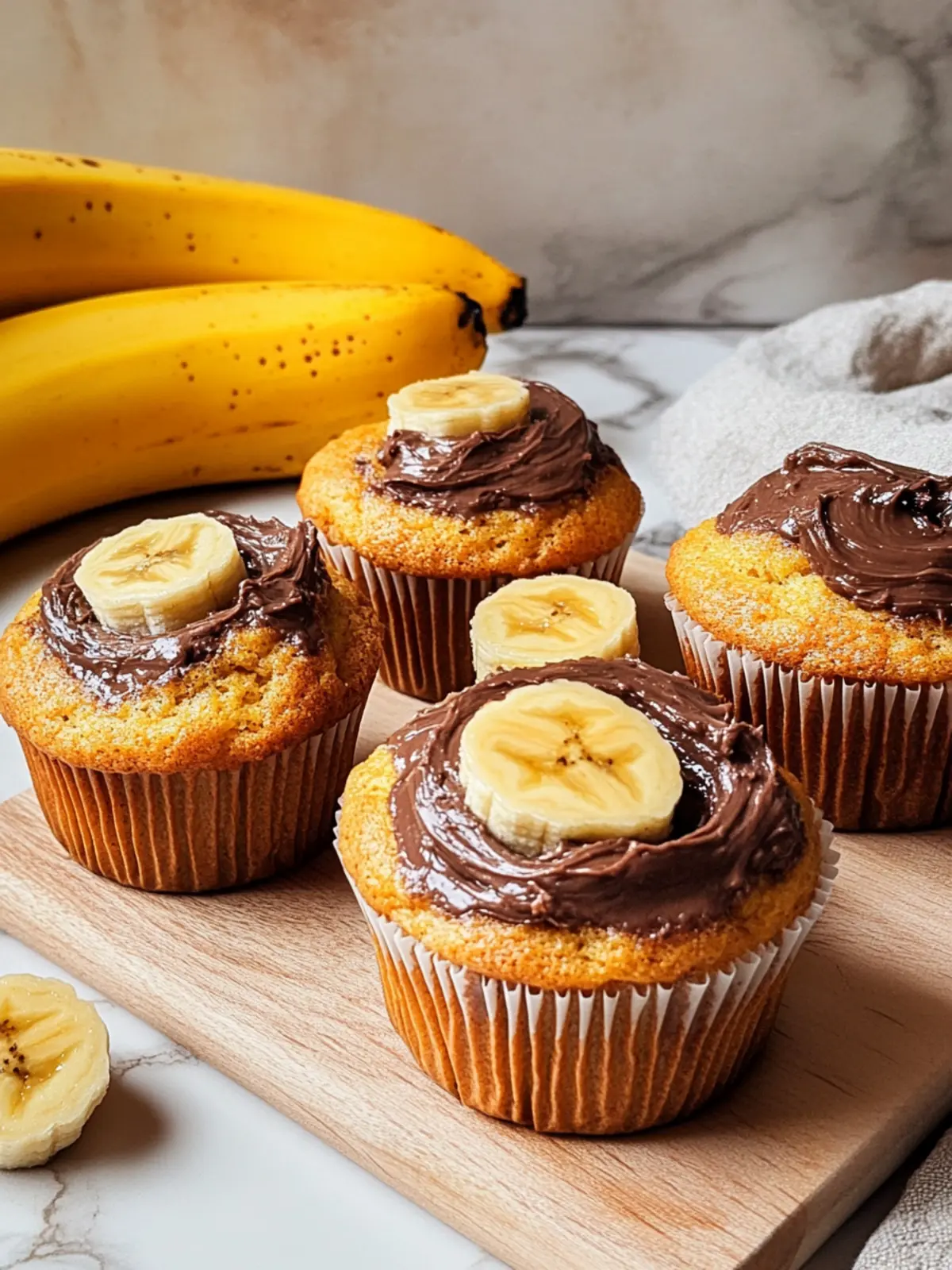 Bananenmuffins mit Nutella-Schicht