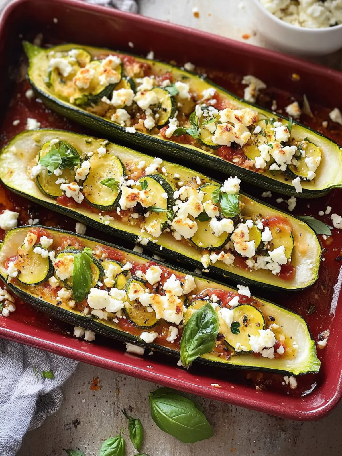 Stuffed zucchini with feta