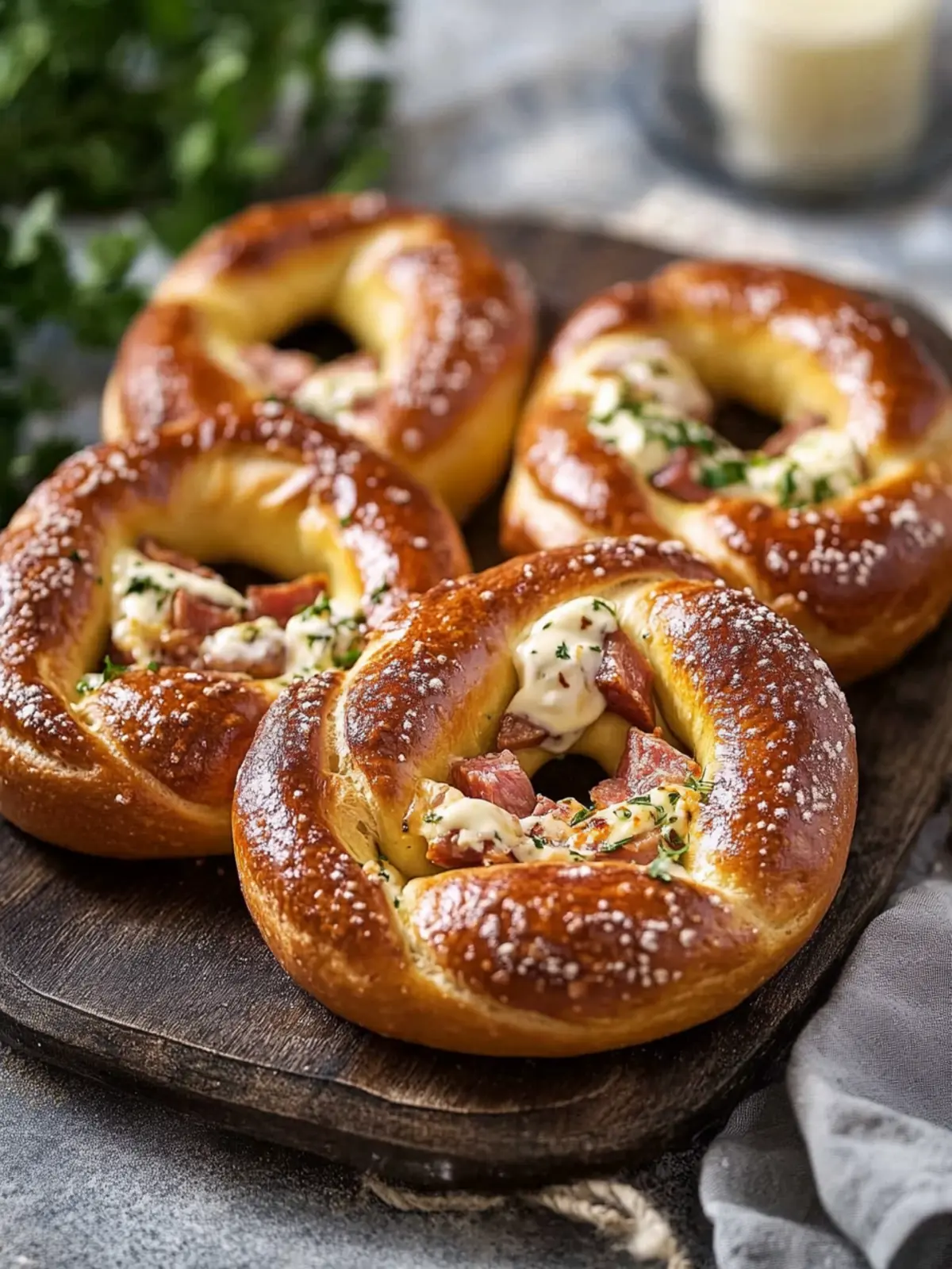 Überbackene Brezeln mit Schinken & Käse