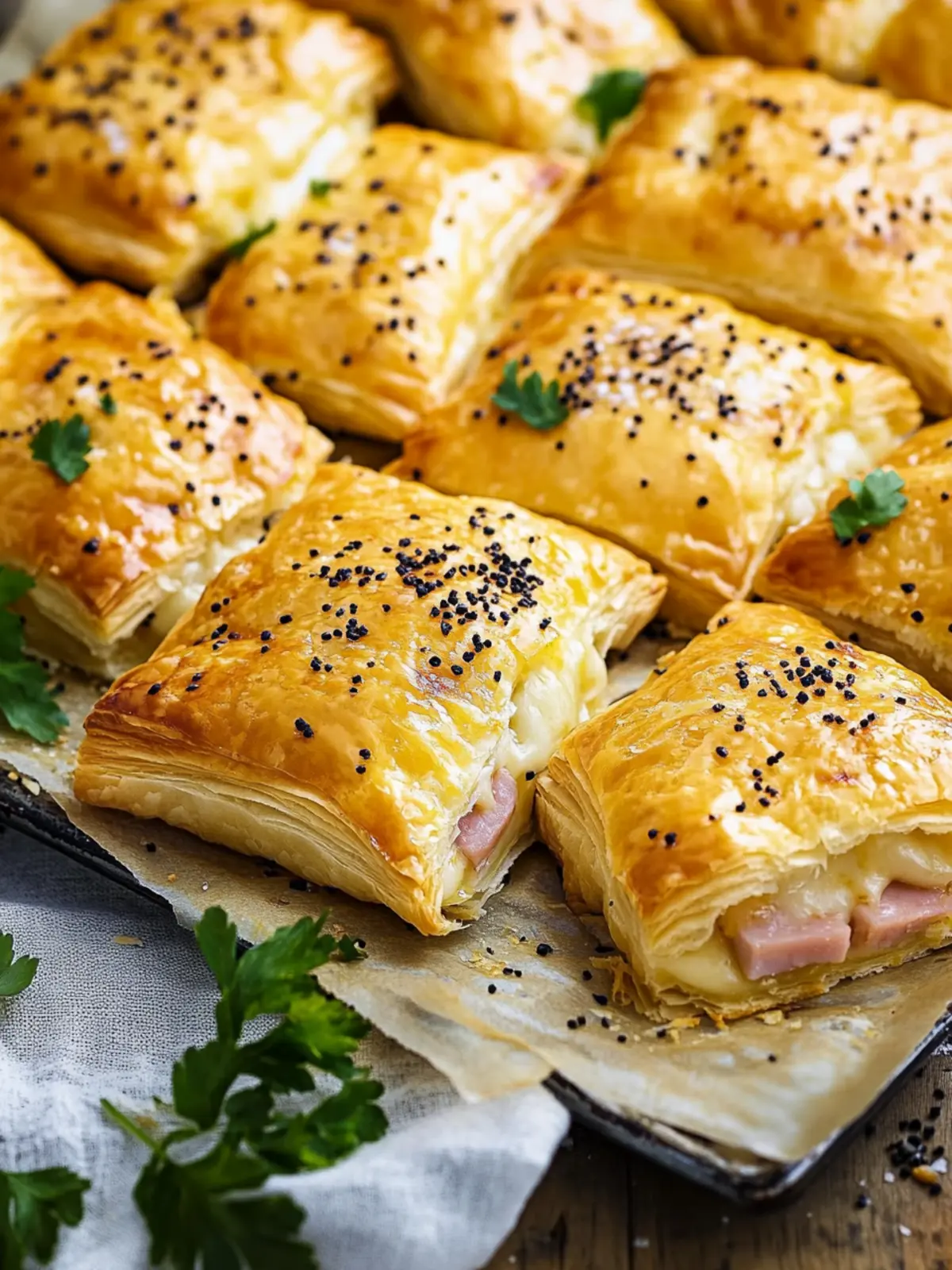 Gefüllte Blätterteigtaschen mit Schinken-Käse