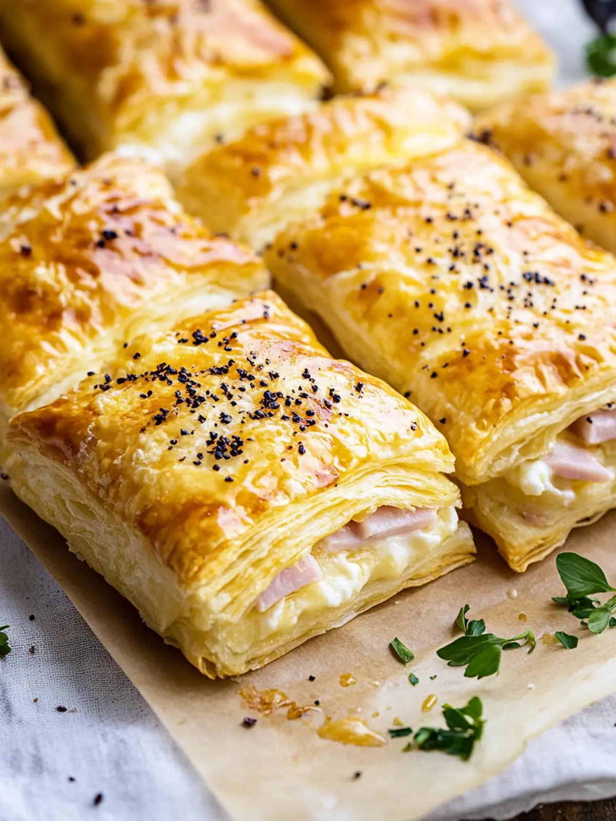 Gefüllte Blätterteigtaschen mit Schinken-Käse