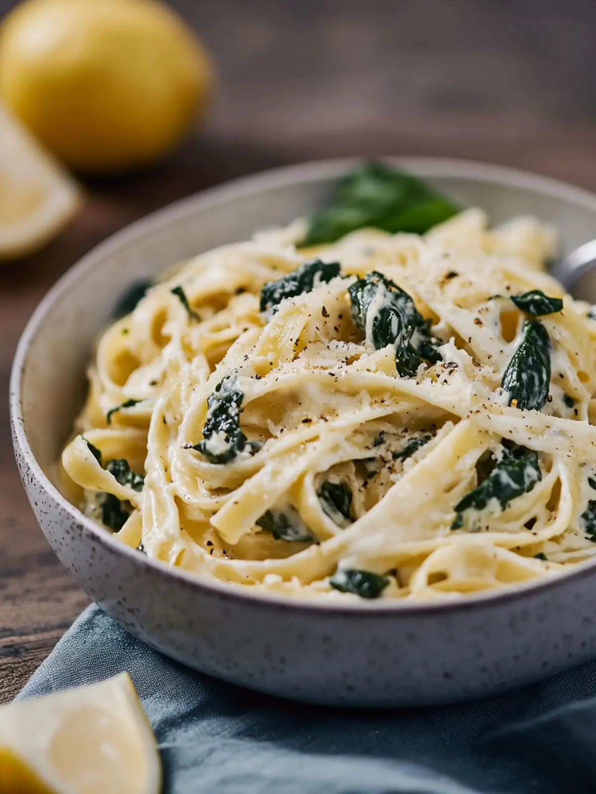 Zitronen-Ricotta-Pasta mit Spinat / Sallys 5 Minuten