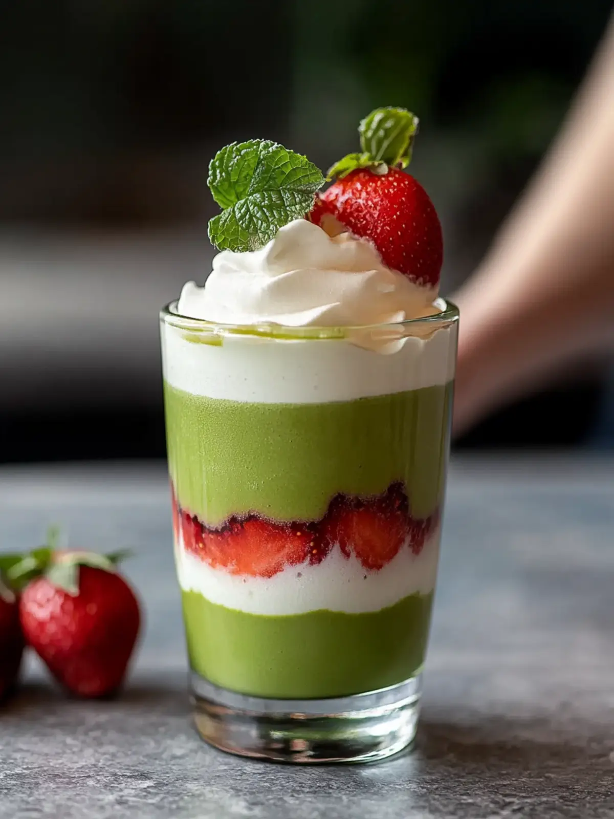 Eisgekühlter Erdbeer-Matcha-Latte