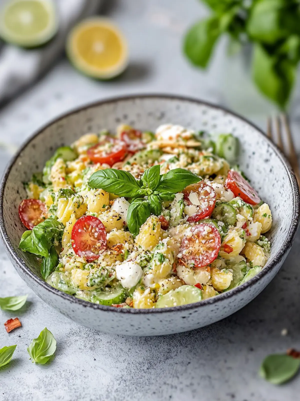 Sommerlicher Nudelsalat mit Joghurt