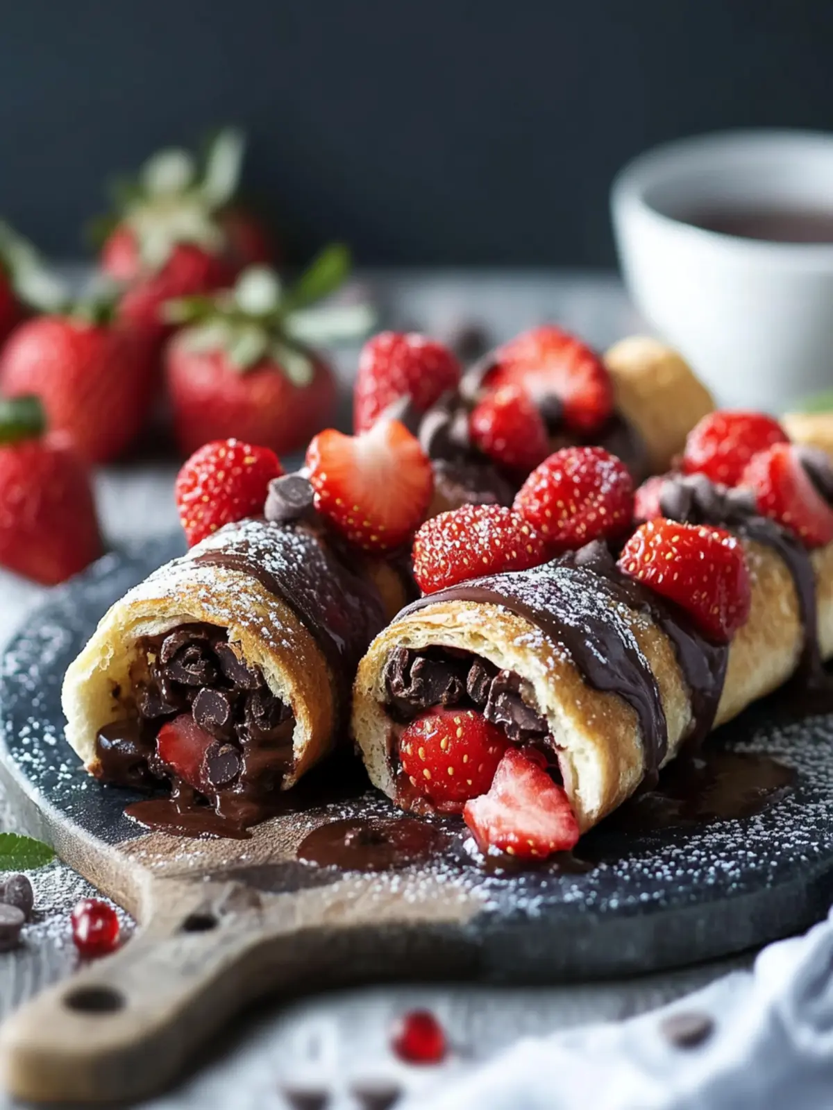 Erdbeer- und Schokoladenhaselnuss-Französische Toast-Rollen