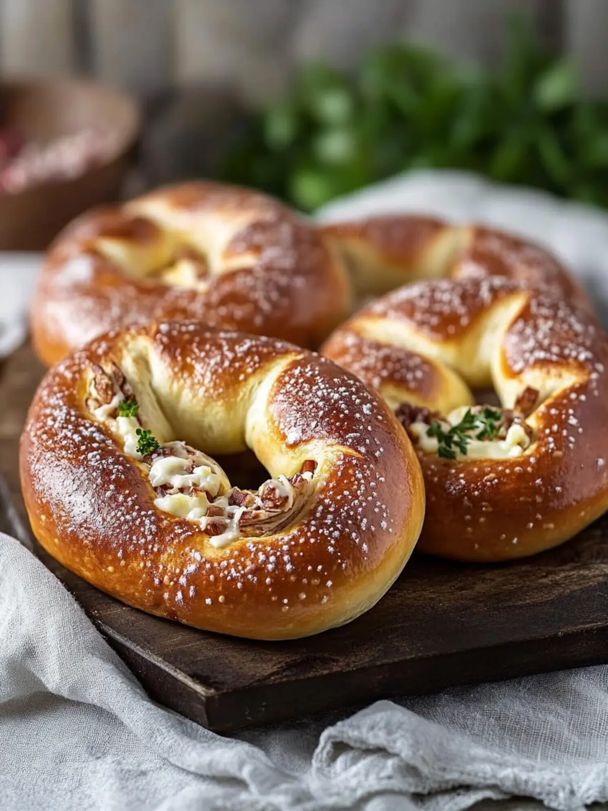 Überbackene Brezeln mit Schinken & Käse