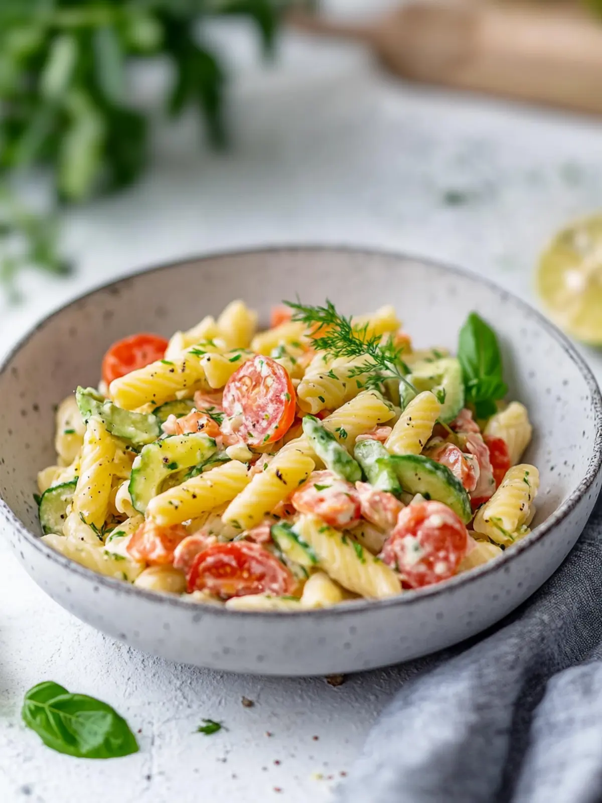 Sommerlicher Nudelsalat mit Joghurt