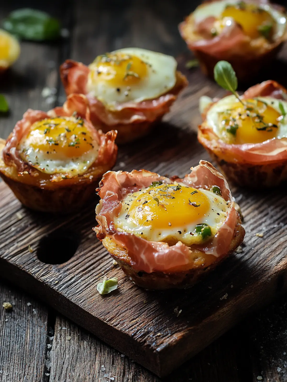 For breakfast: Savory muffins with prosciutto and egg