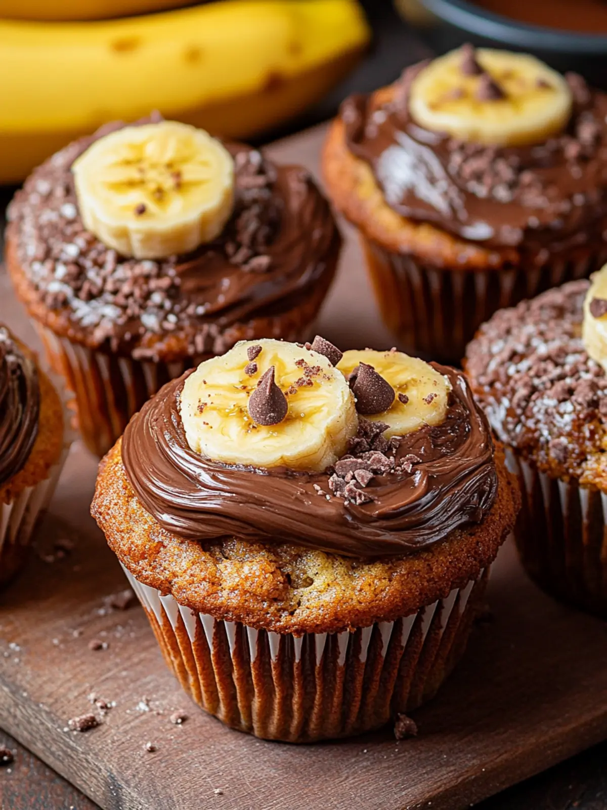 Bananenmuffins mit Nutella-Schicht
