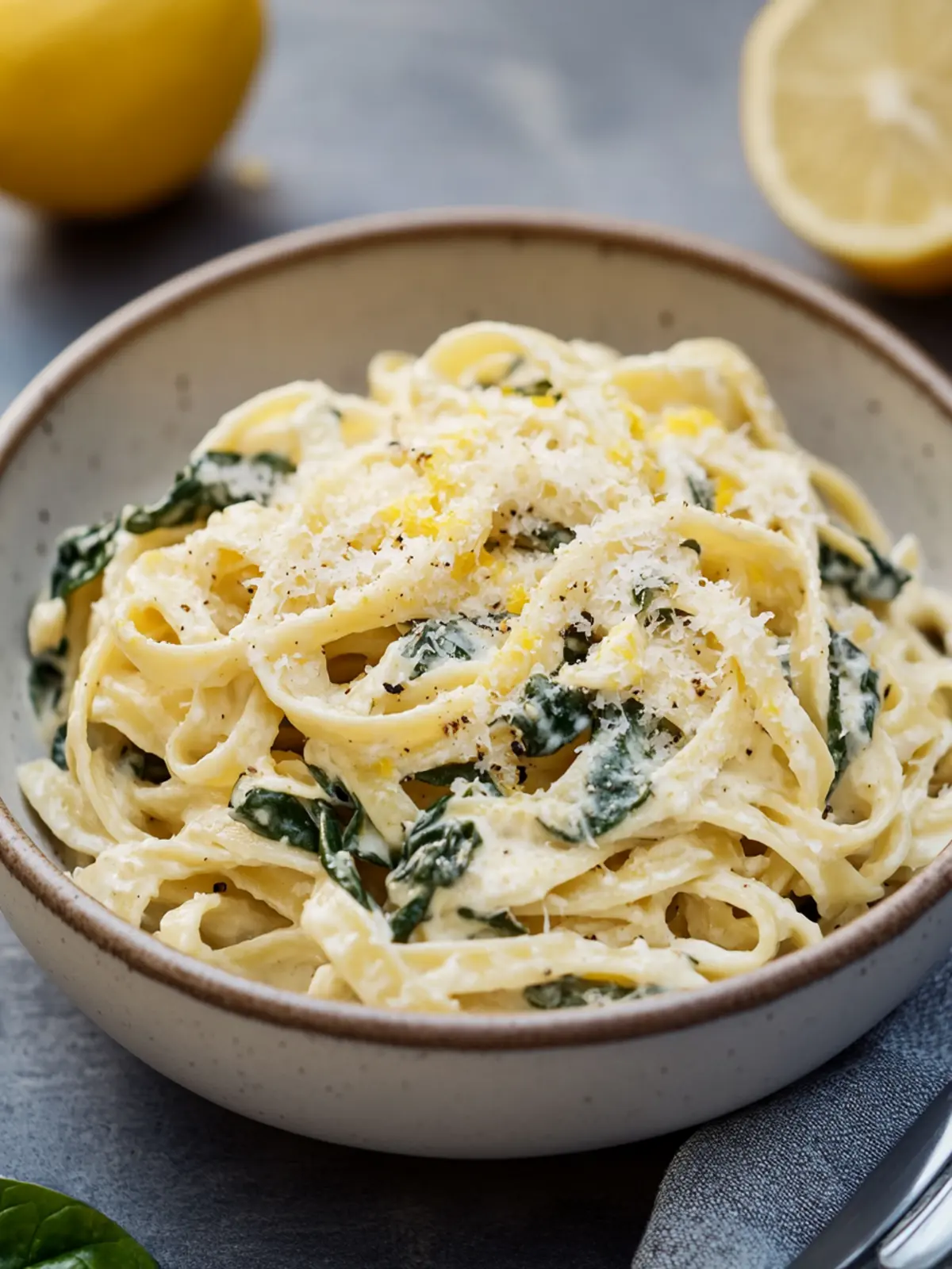 Zitronen-Ricotta-Pasta mit Spinat / Sallys 5 Minuten