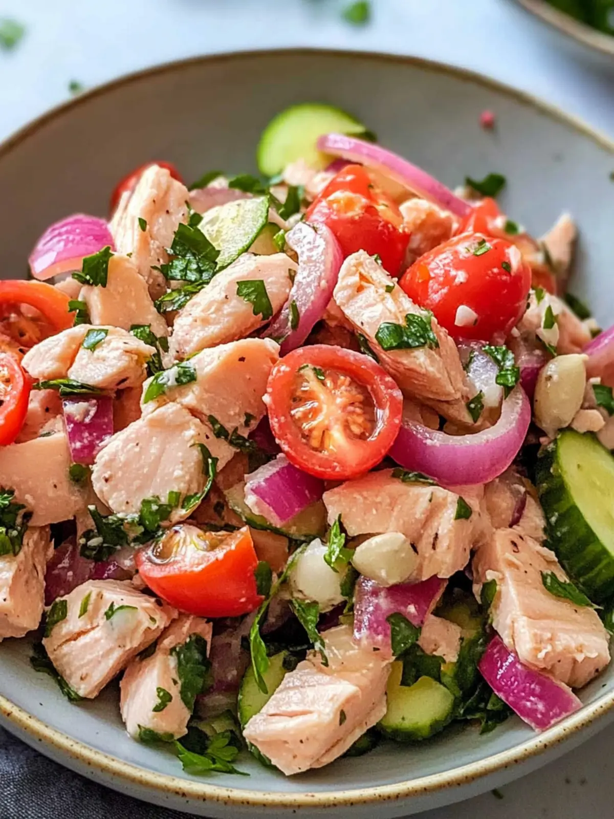 Thunfisch Weiße Bohnen Salat mit Eingelegten Roten Zwiebeln