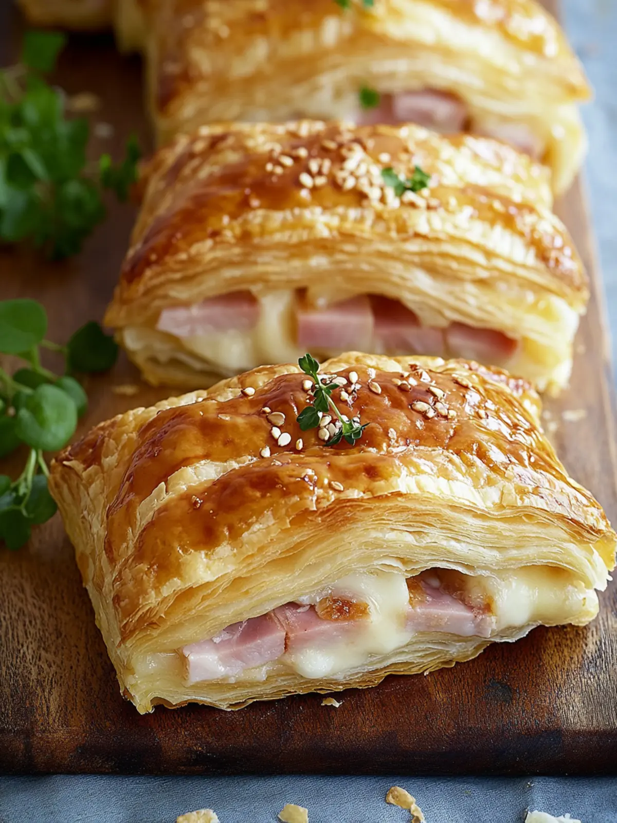 Pastry filled with ham and cheese