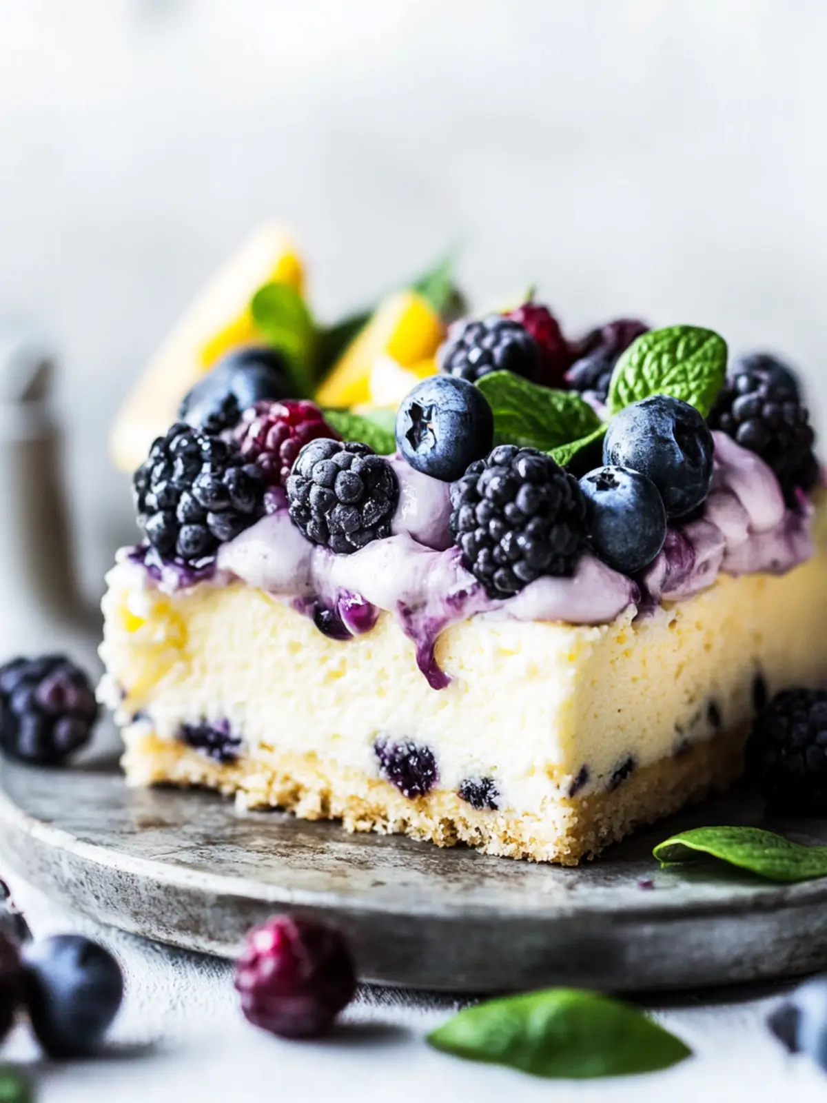 Blaubeer-Zitronen-Käsekuchen-Riegel