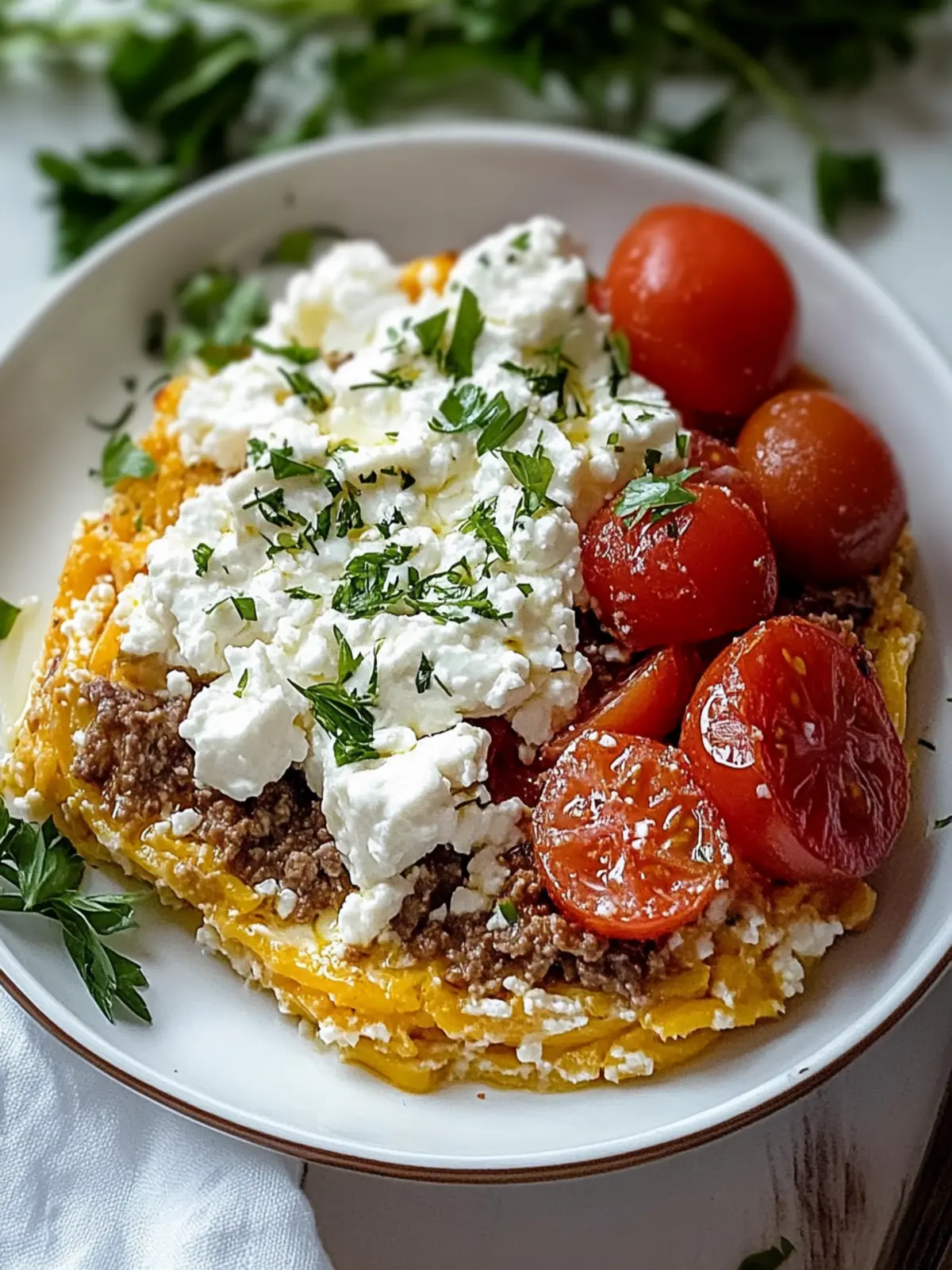 Griechischer Kritharaki-Hackauflauf mit Feta