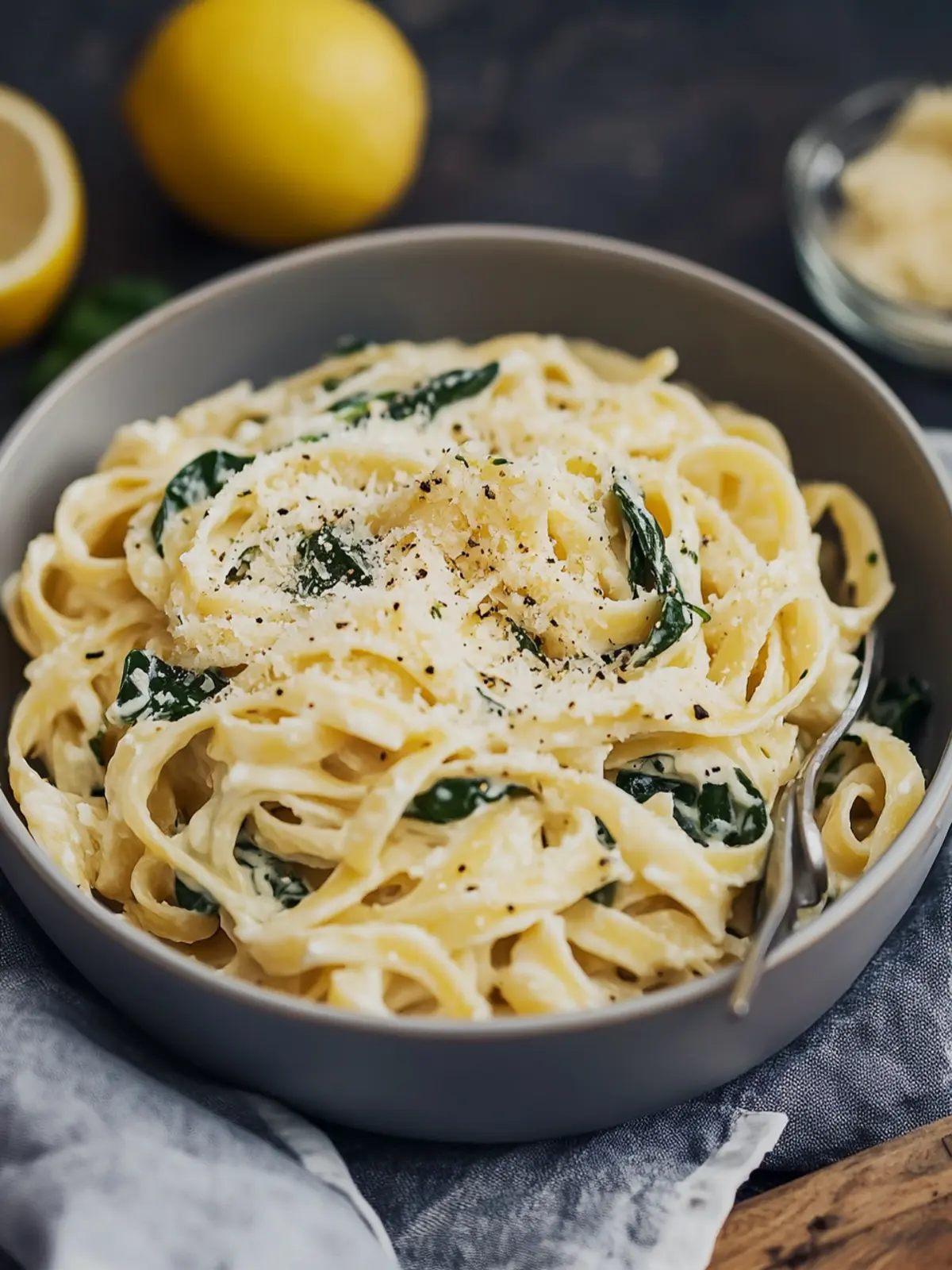 Zitronen-Ricotta-Pasta mit Spinat / Sallys 5 Minuten