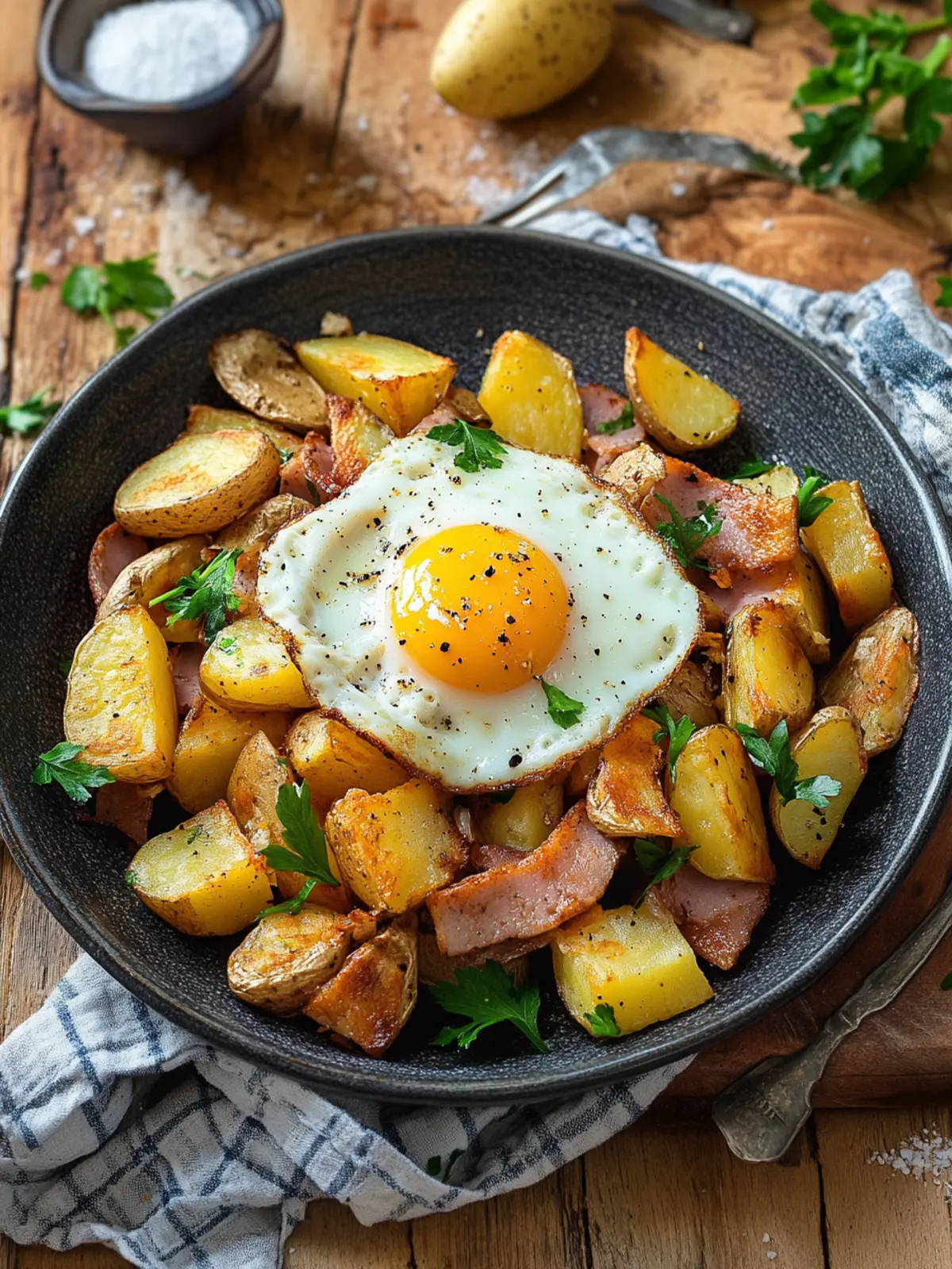 Leberkäse mit Spiegelei und Bratkartoffeln: Schnelles Abendessen