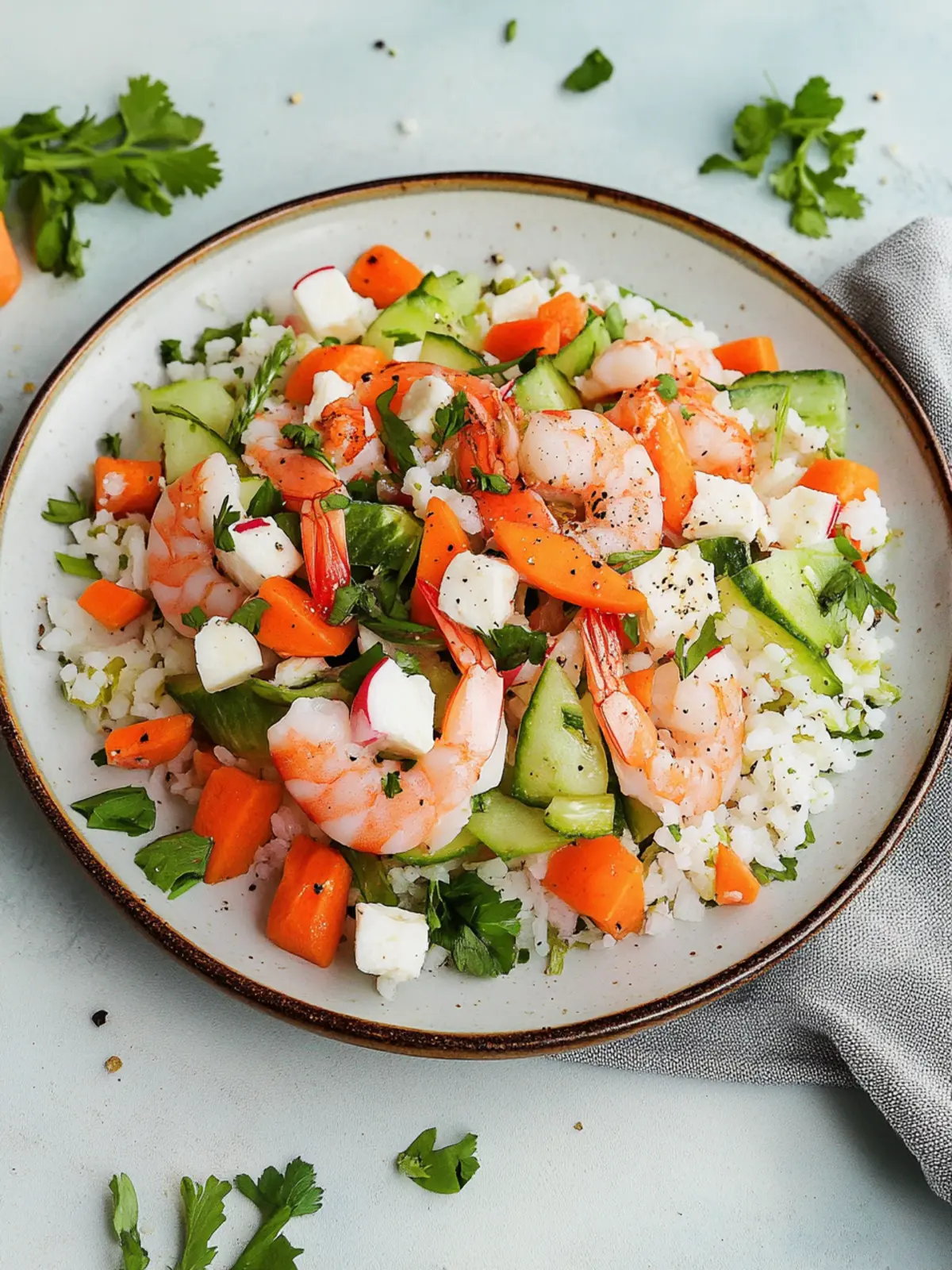 Reissalat mit Garnelen