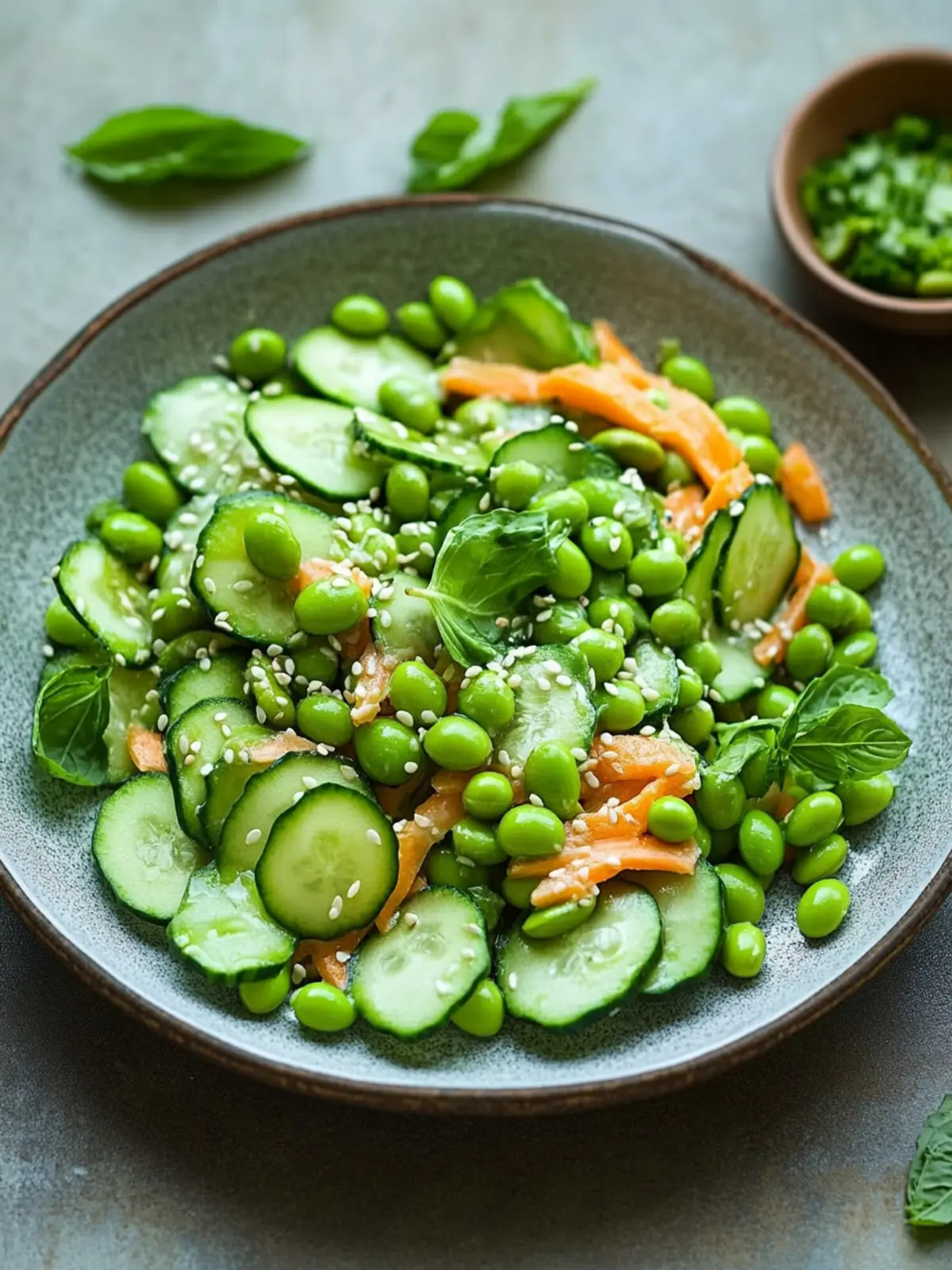 Gurkensalat mit Edamame und Misodressing