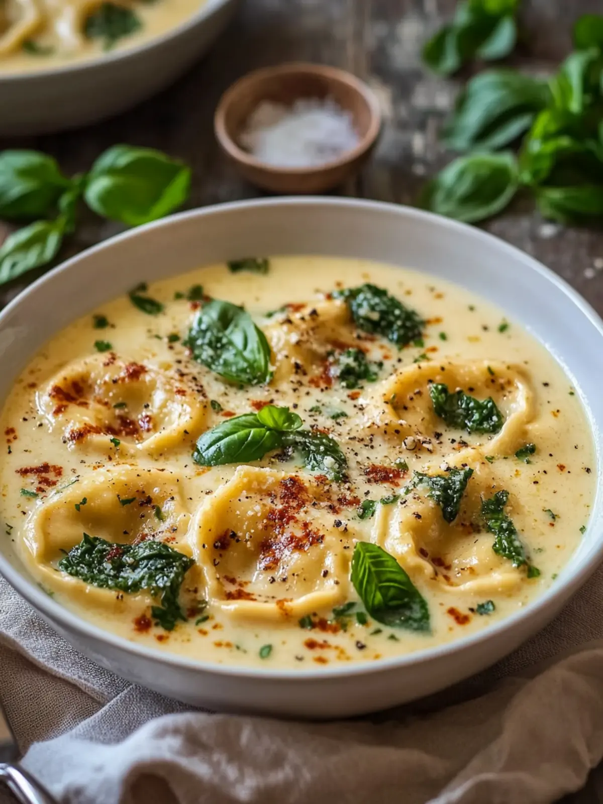 Cremige toskanische Ravioli-Suppe