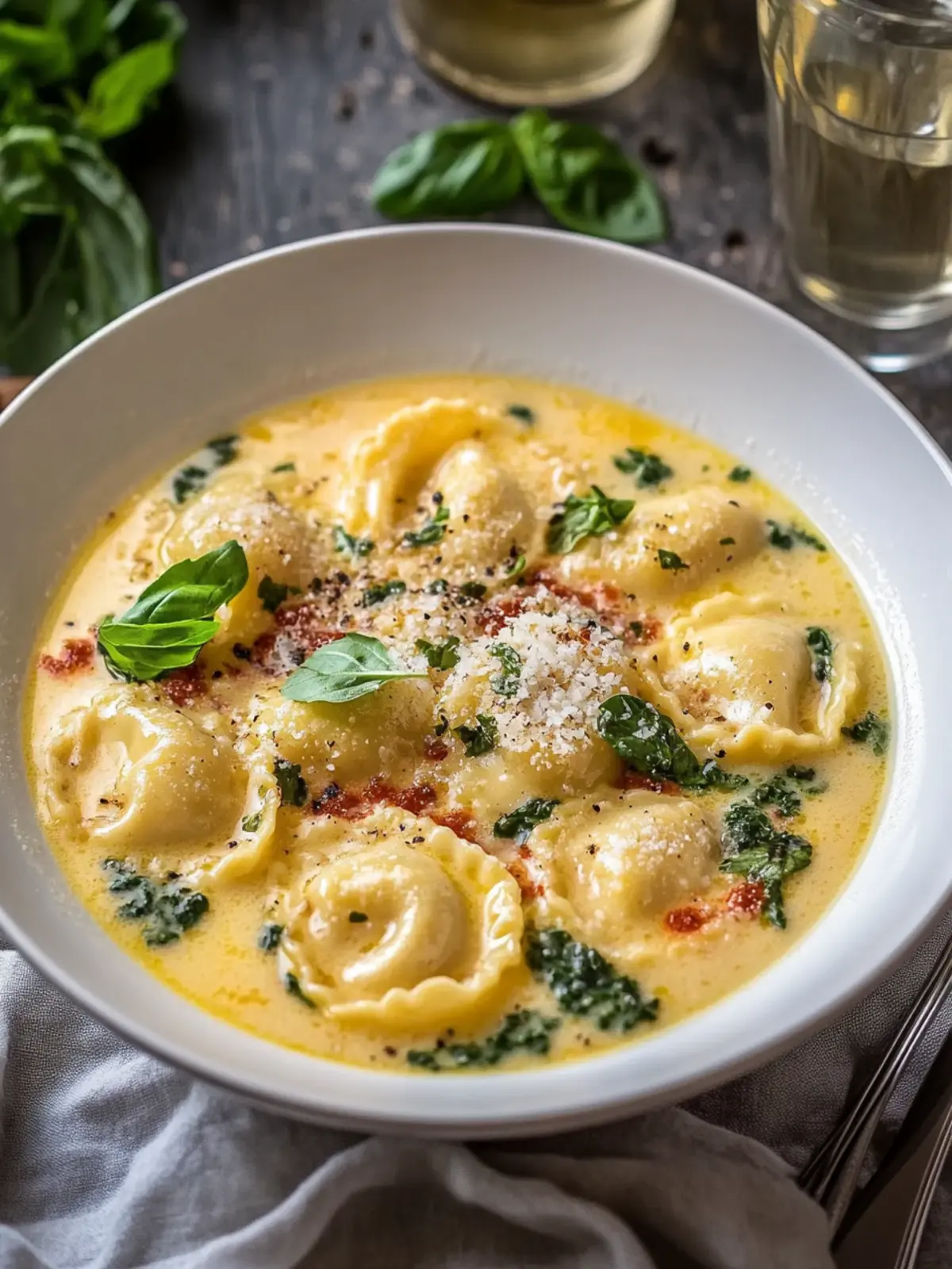 Cremige toskanische Ravioli-Suppe