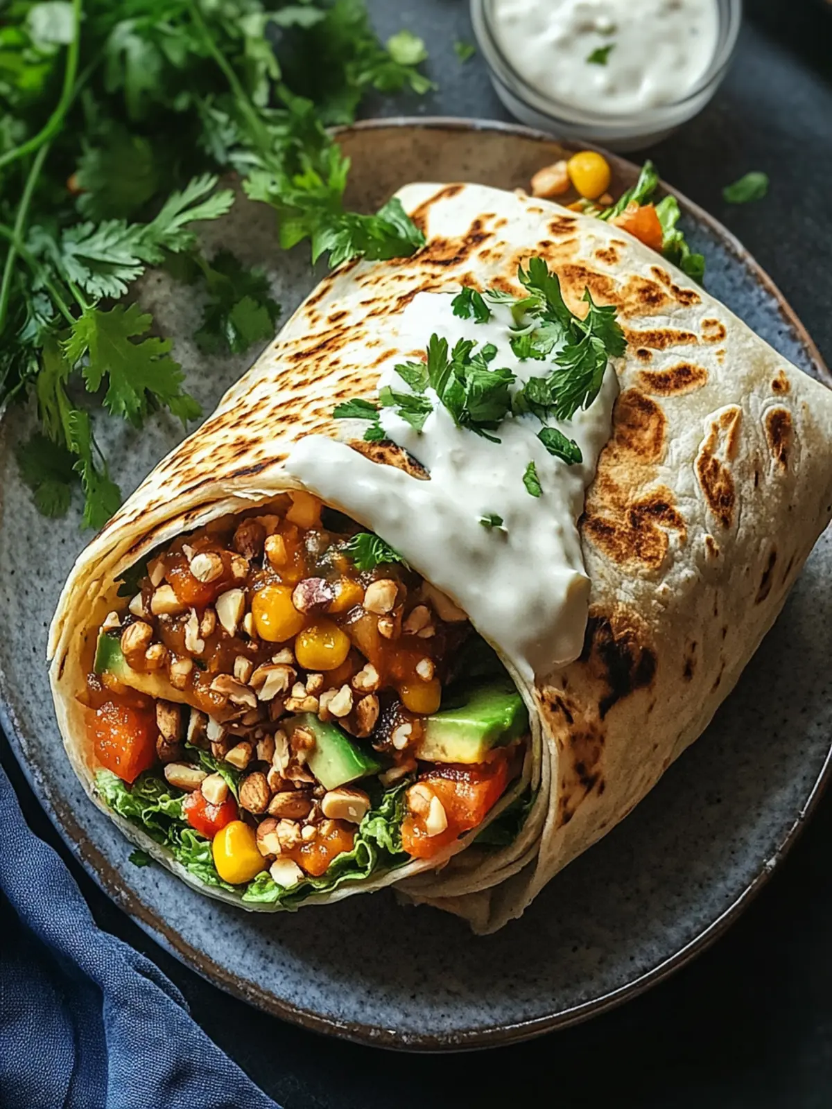 Vegetarische Burritos mit Linsen und Walnüssen