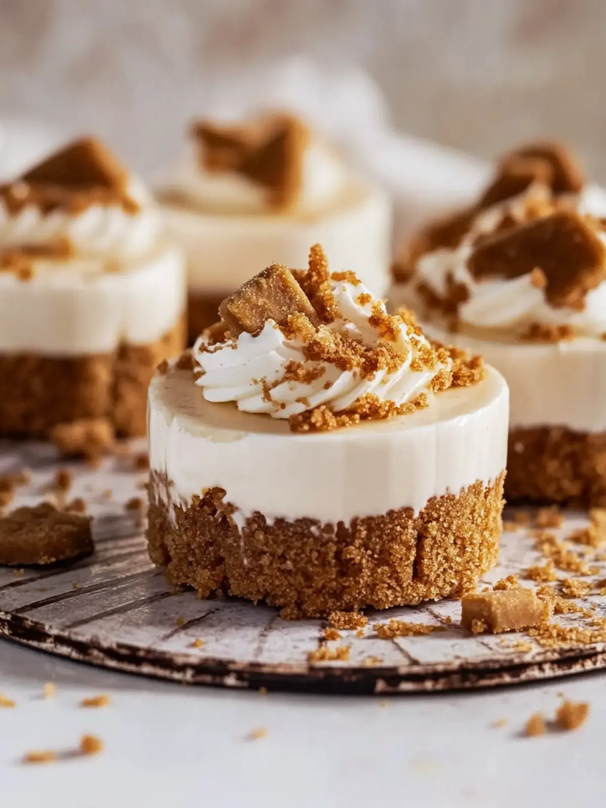 No-Bake Biscoff Mini-Cheesecakes