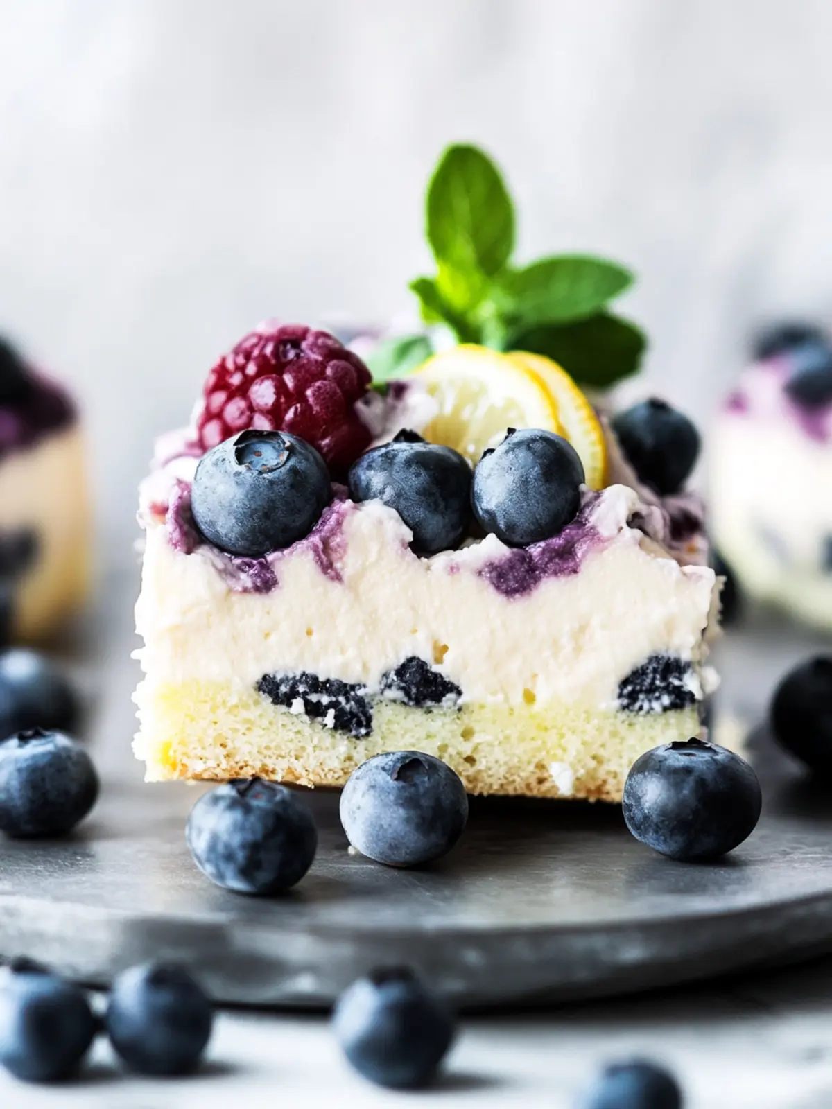 Blaubeer-Zitronen-Käsekuchen-Riegel