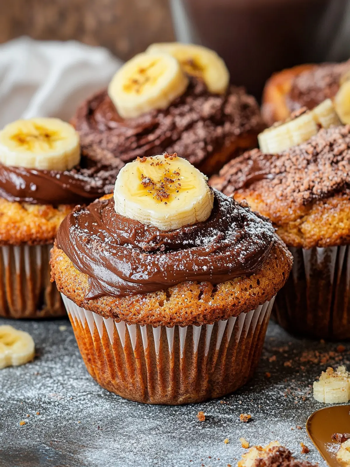 Bananenmuffins mit Nutella-Schicht