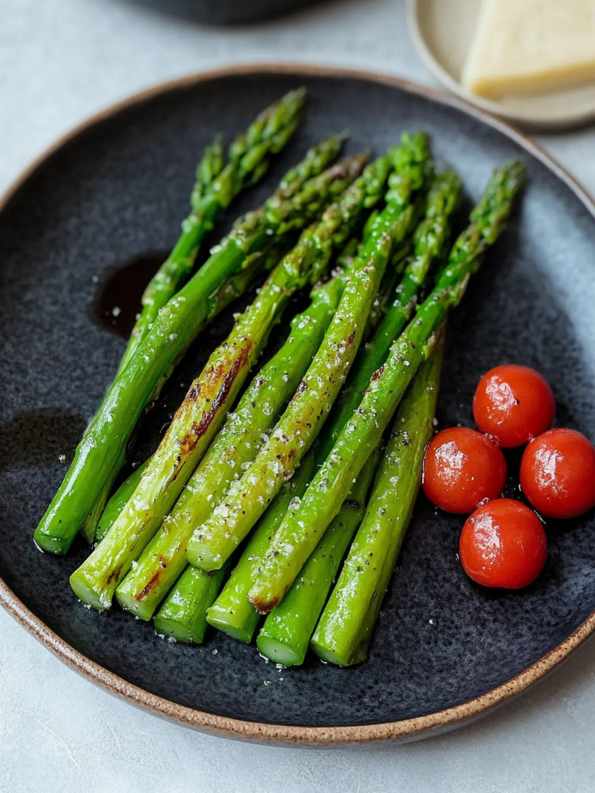 Grüner Spargel in der Pfanne gebraten