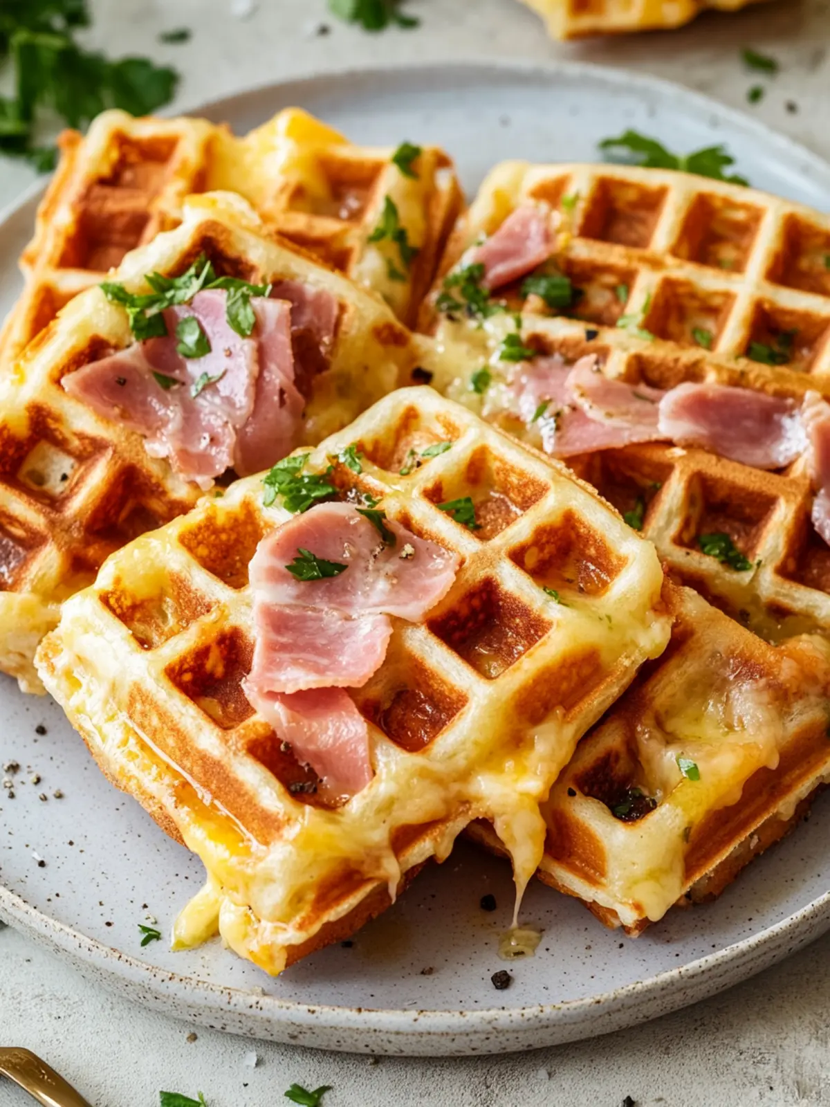 Filled pizza waffles with ham and cheese: unbeatable delicious