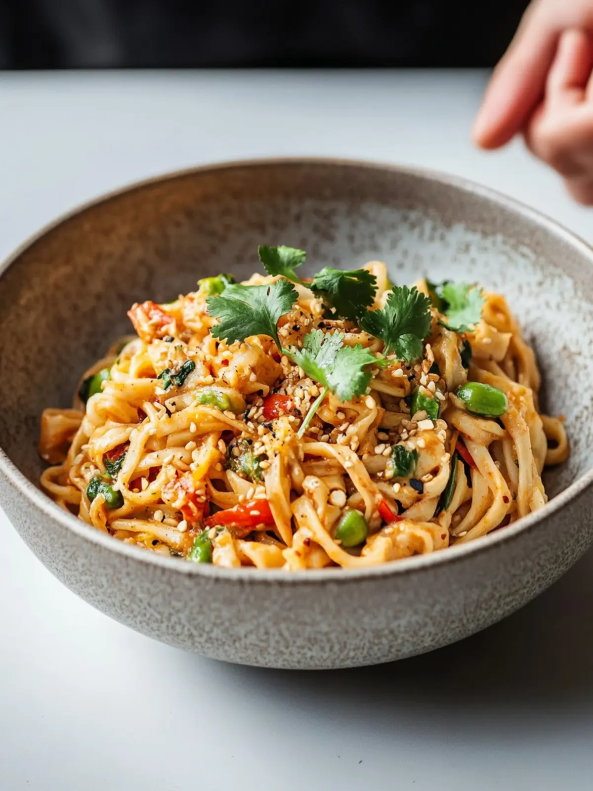Creamy Mie Noodle Pan with Chili Miso Peanut Sauce