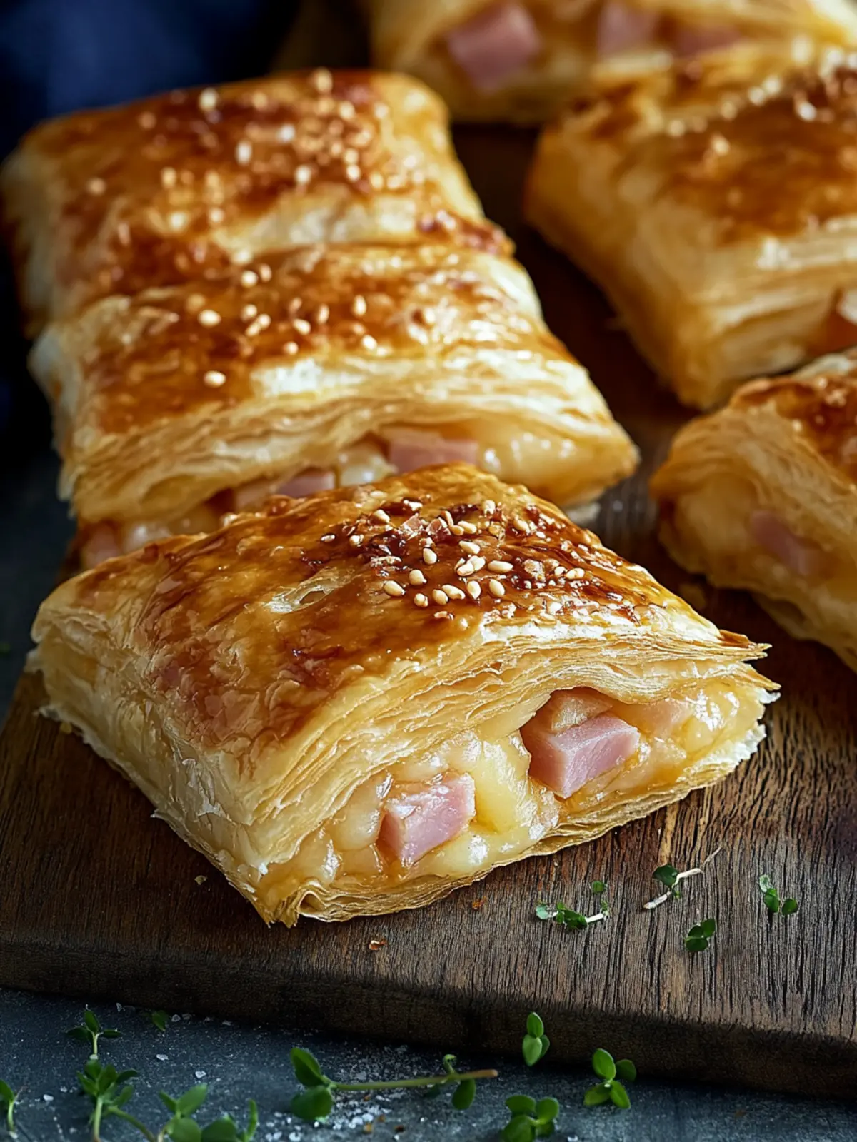 Pastry filled with ham and cheese