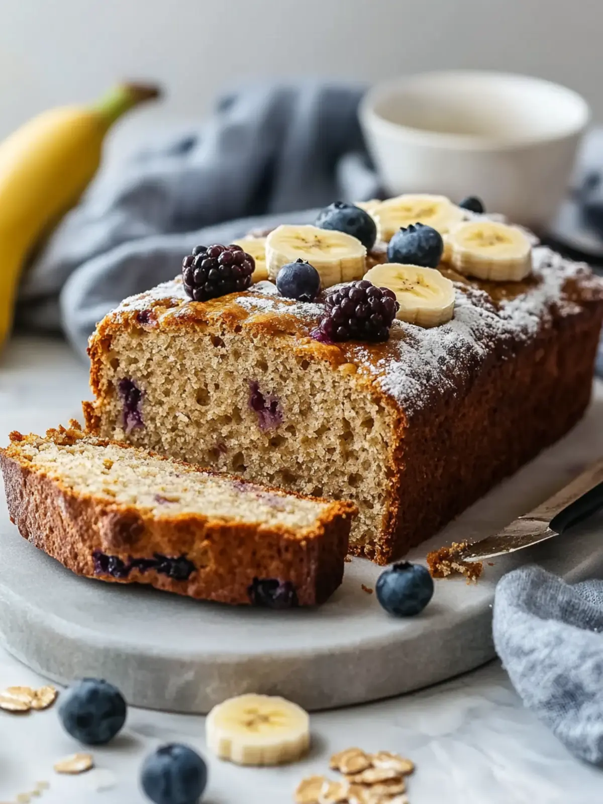 Hochprotein-Bananenbrot mit Heidelbeeren