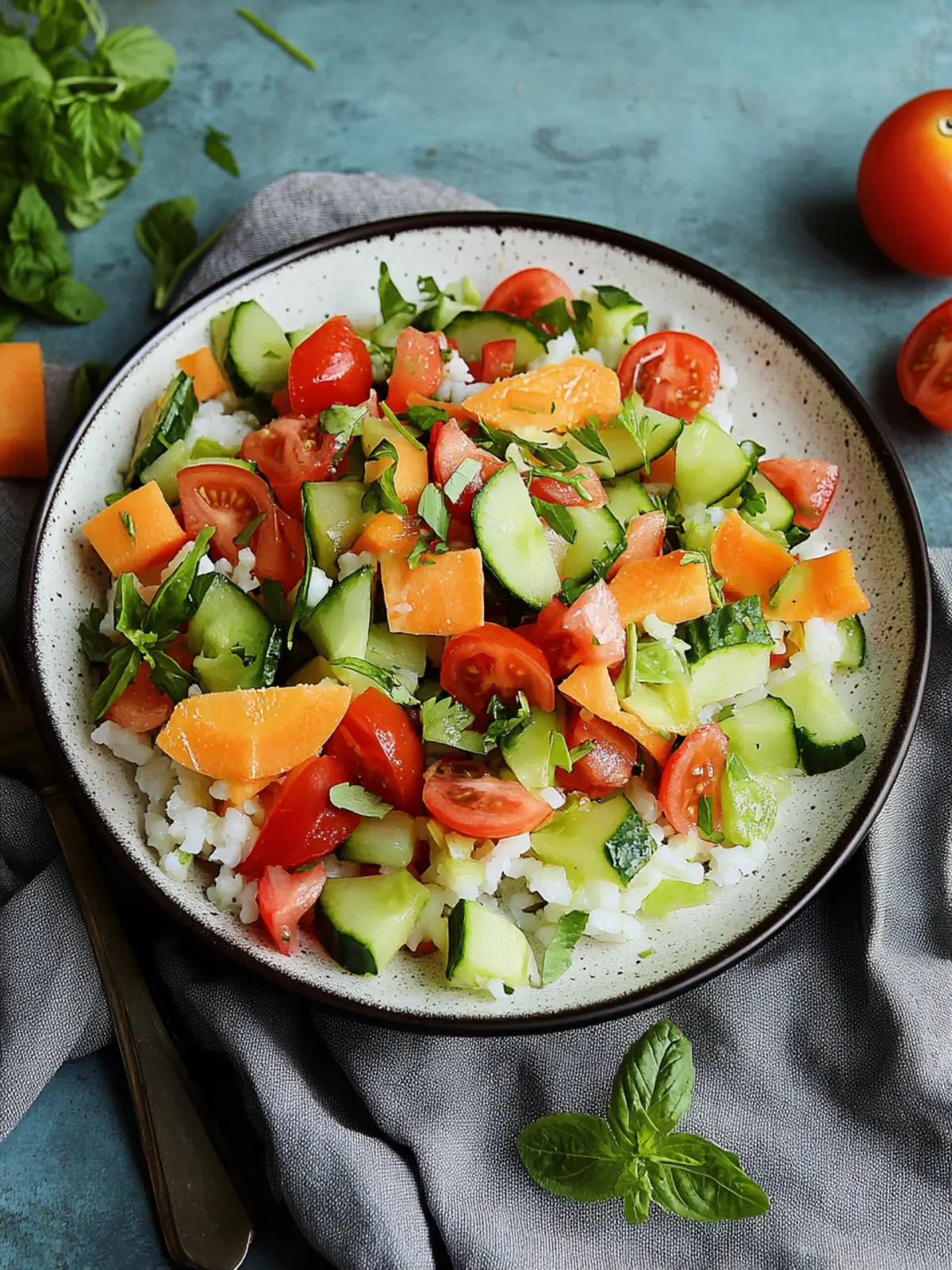 Reissalat mit Garnelen